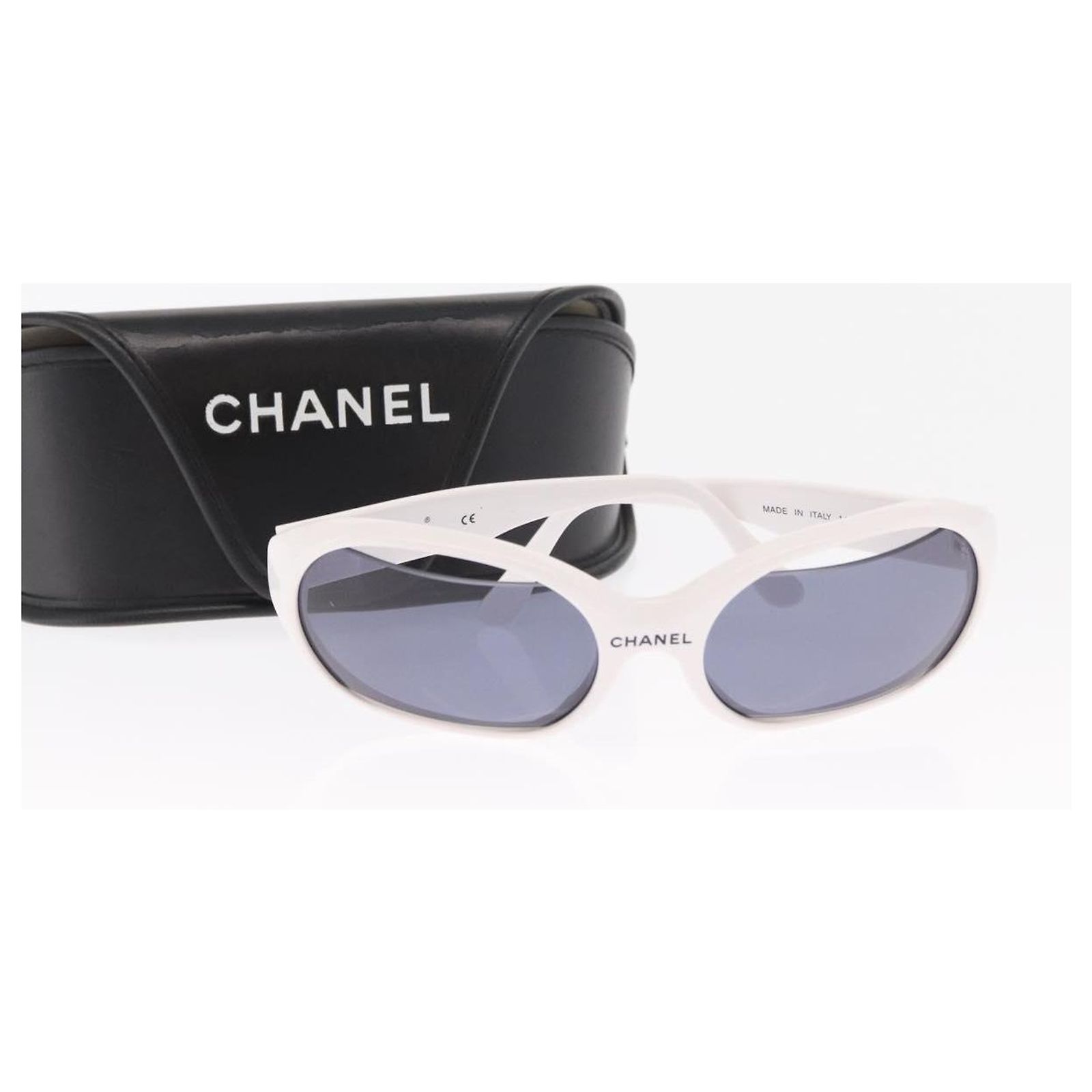 CHANEL Sunglasses plastic White CC Auth 159618 Chanel White Acetate Oversized CC Logo Sunglasses main image 2