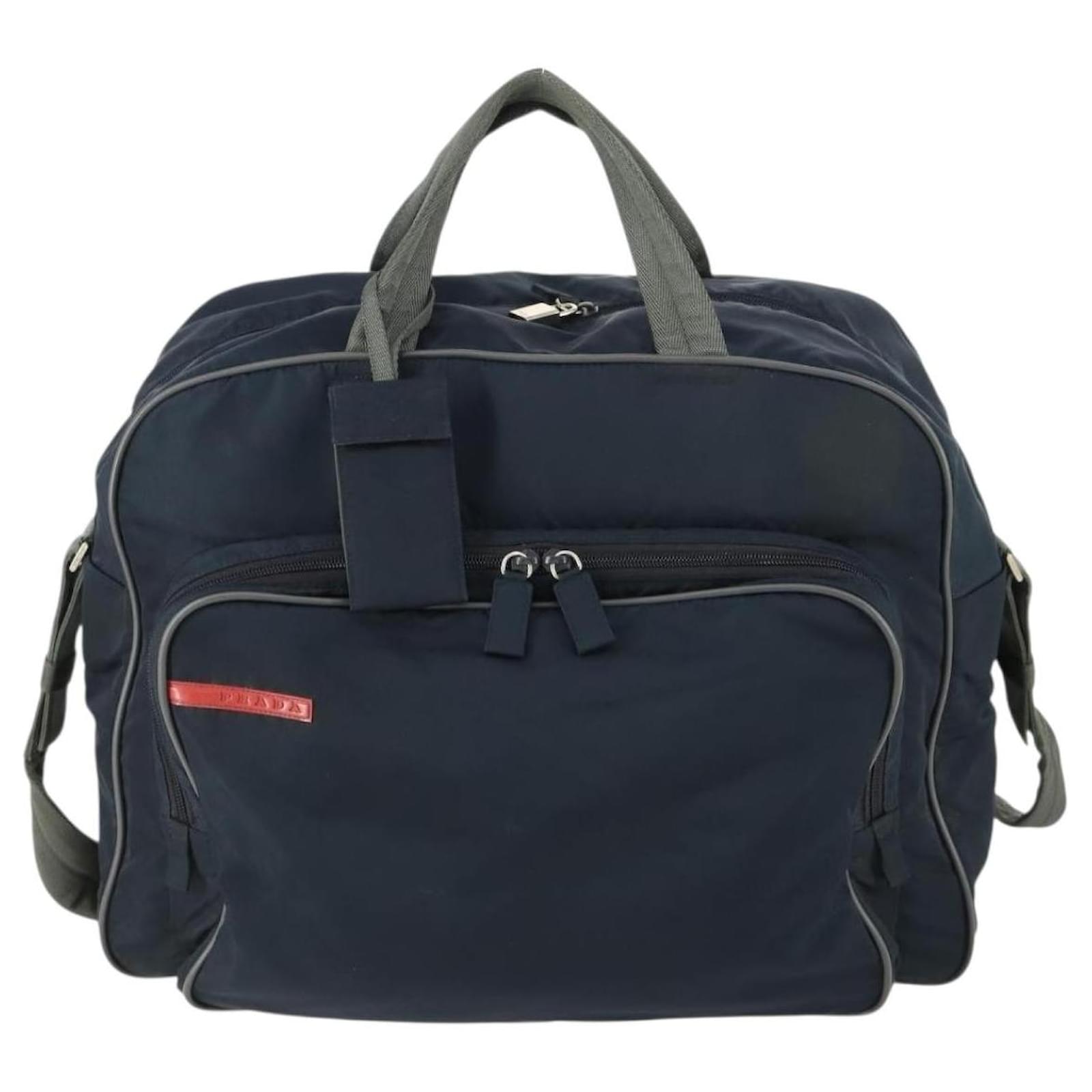 PRADA Sports Boston Bag Nylon 2way Navy Red Auth 158522 Navy blue
