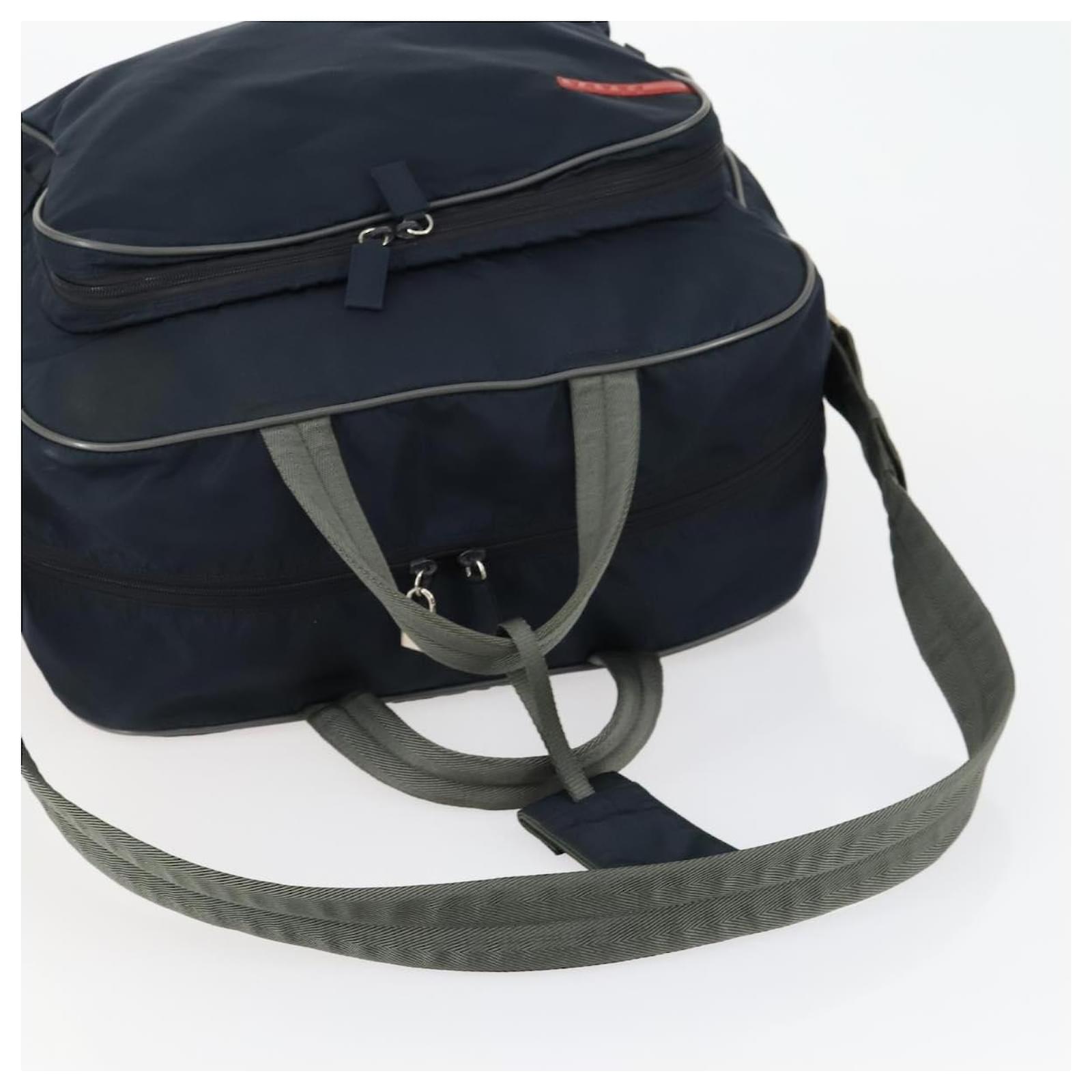 PRADA Sports Boston Bag Nylon 2way Navy Red Auth 158522 Navy blue