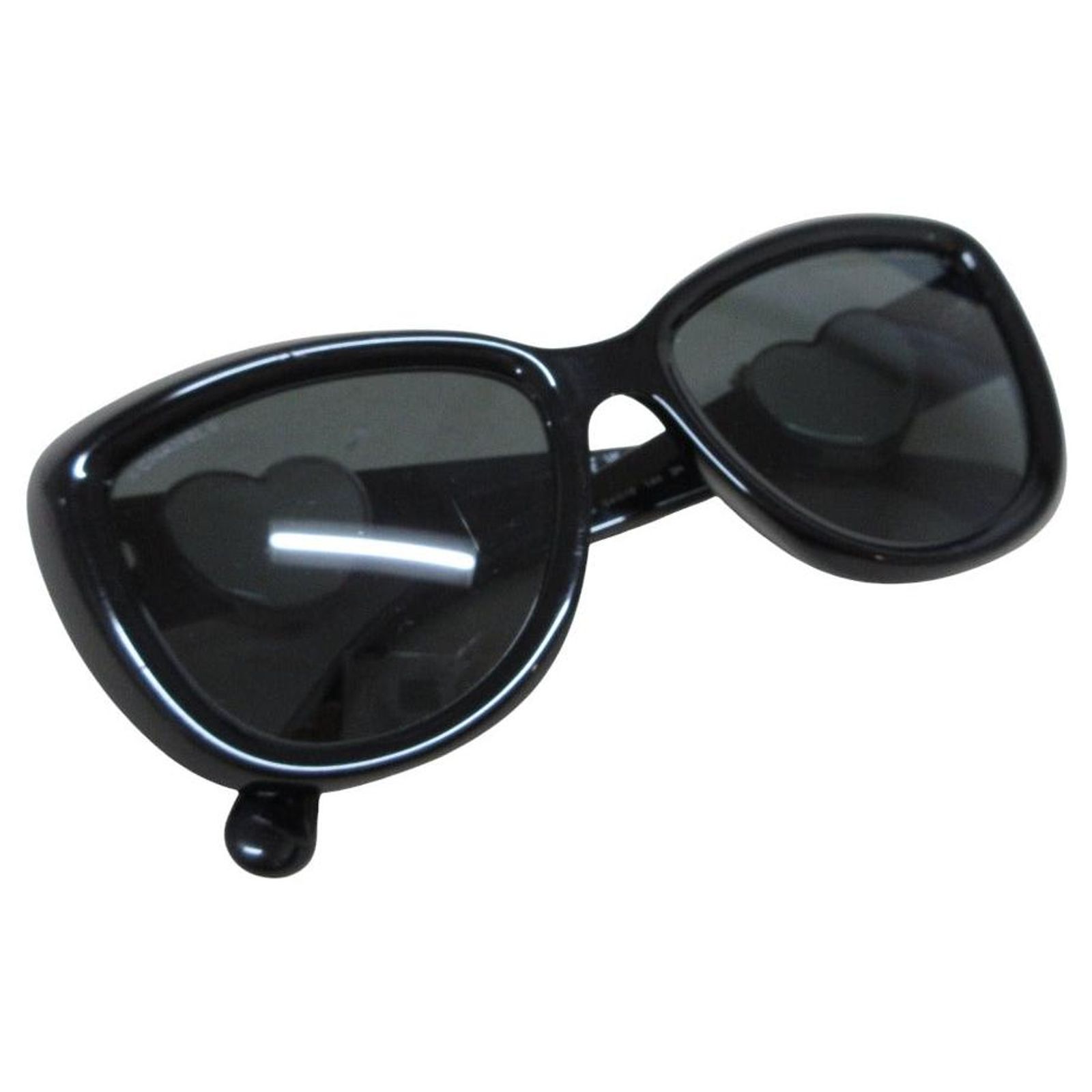 Chanel Heart Shape Coco Mark Sunglasses Black Plastic ref  display picture 1