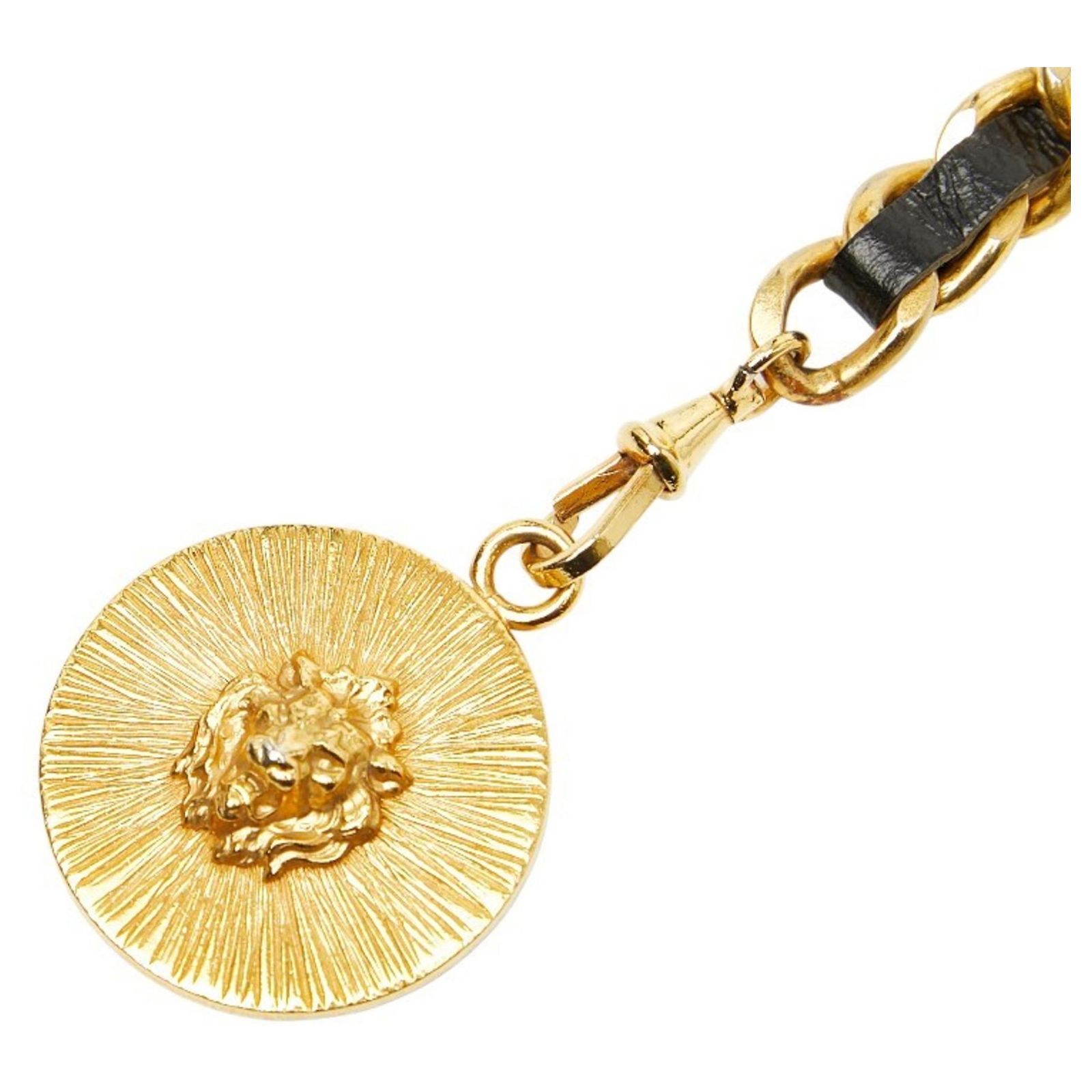 Chanel Coco Mark Lion Motif Chain Belt Black Golden ref  display picture 3