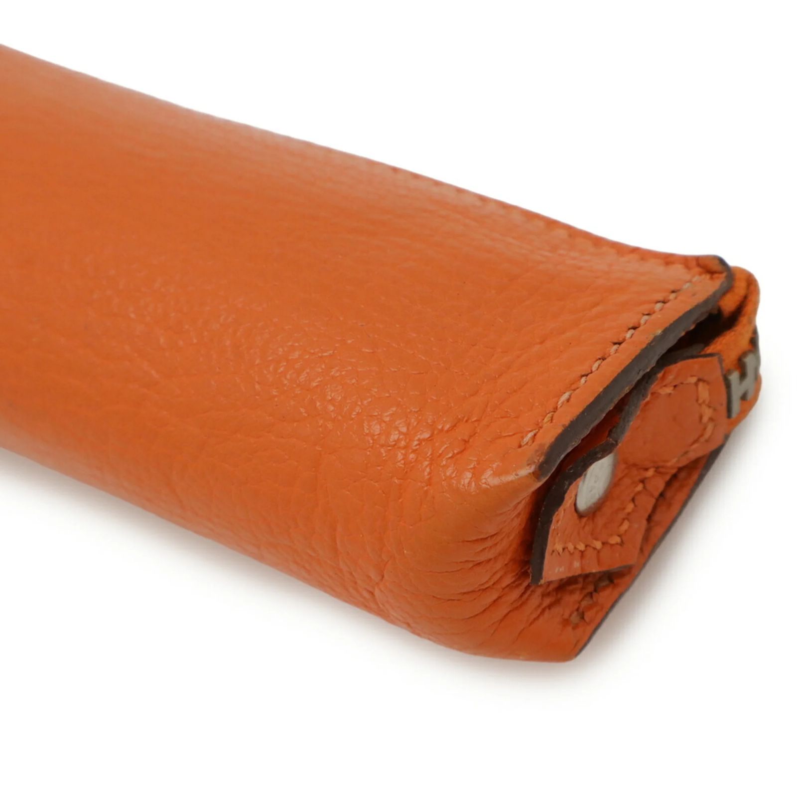 Hermès Hermes Piccolo Pencil Case in Orange Chevre Leather Diamond