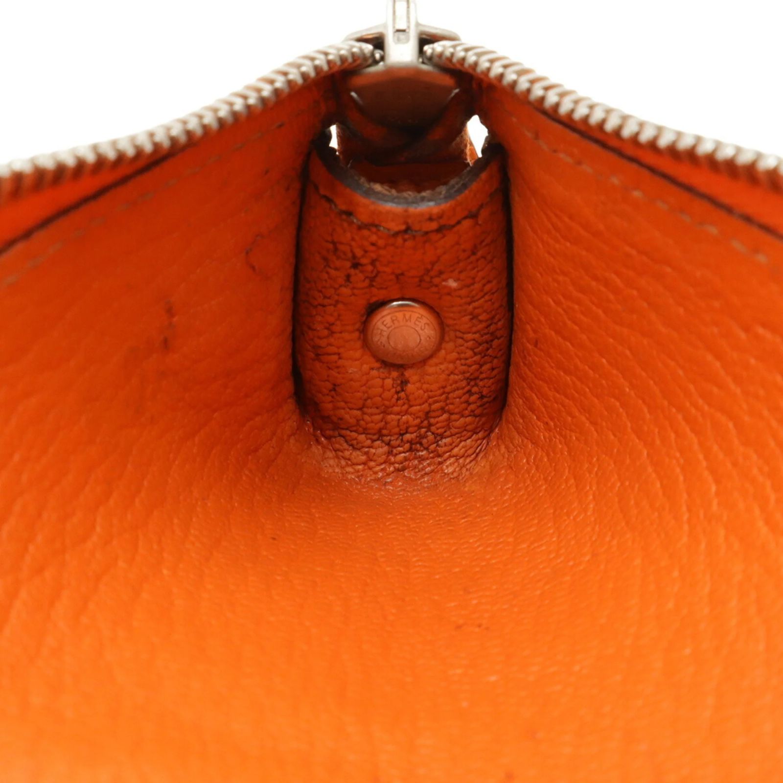 Hermès Hermes Piccolo Pencil Case in Orange Chevre Leather Diamond