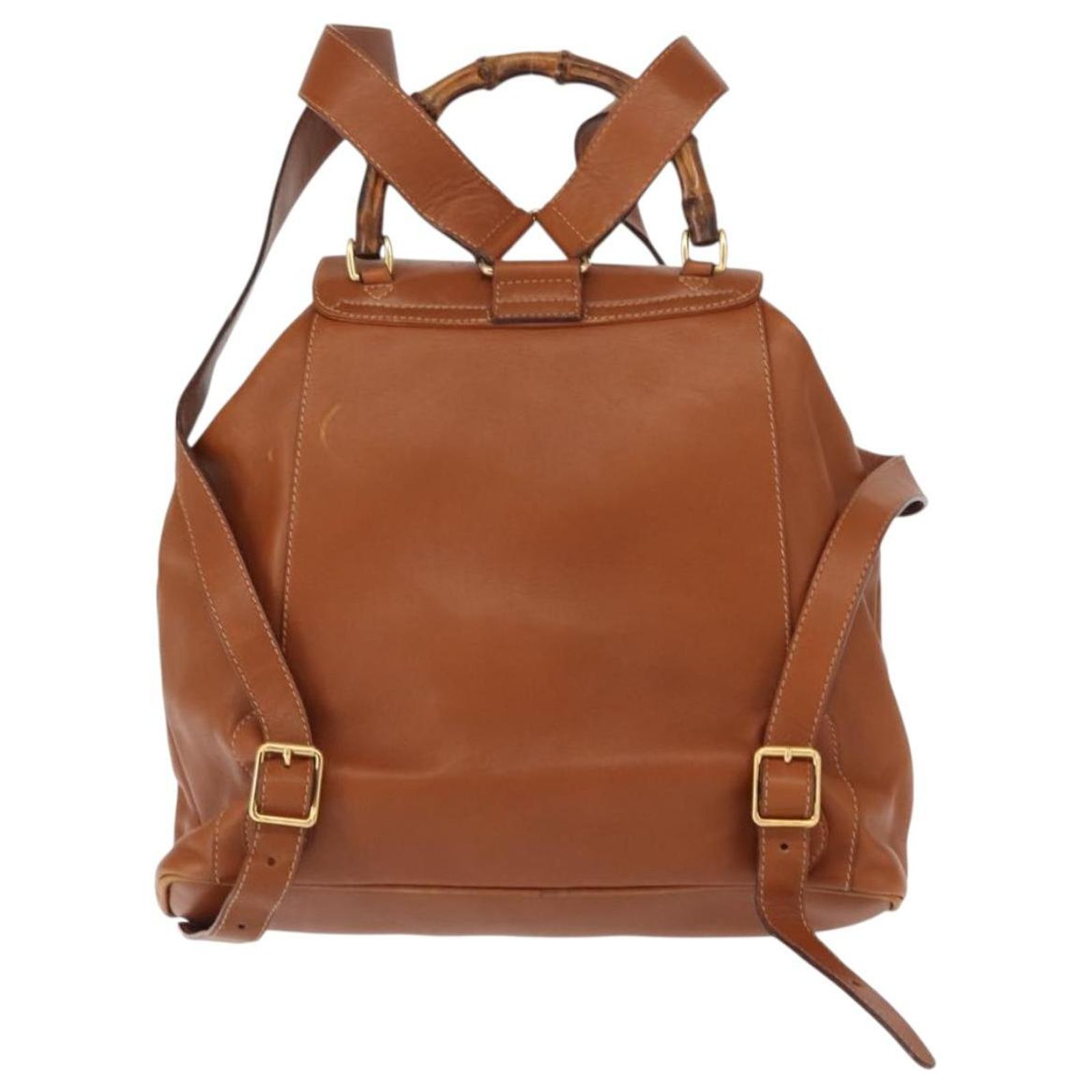 GUCCI Bamboo Backpack Leather Brown Gold 003 2058 0016 Auth 152053 il_fullxfull.4976677884_5wma.jpg main image 4