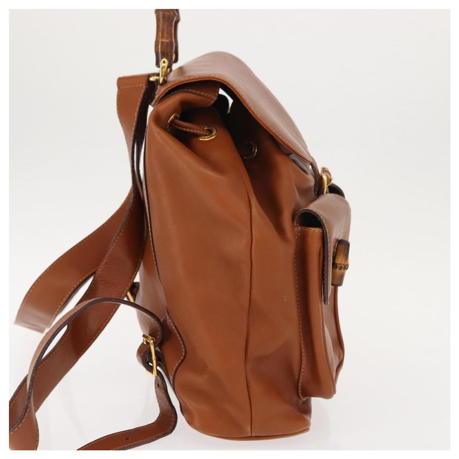 GUCCI Bamboo Backpack Leather Brown Gold 003 2058 0016 Auth  display picture 1