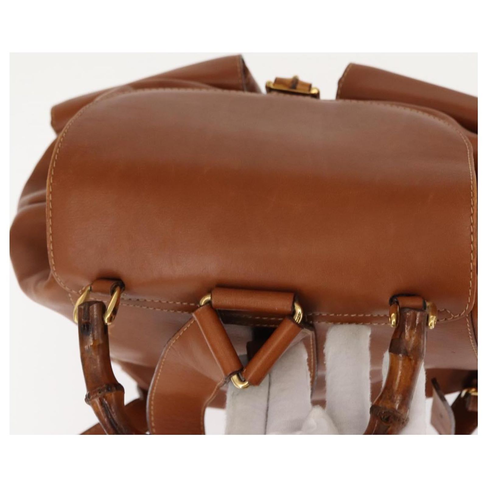 GUCCI Bamboo Backpack Leather Brown Gold 003 2058 0016 Auth 152053 1_e8d8a645-0ab3-4faa-9bae-  main image 4