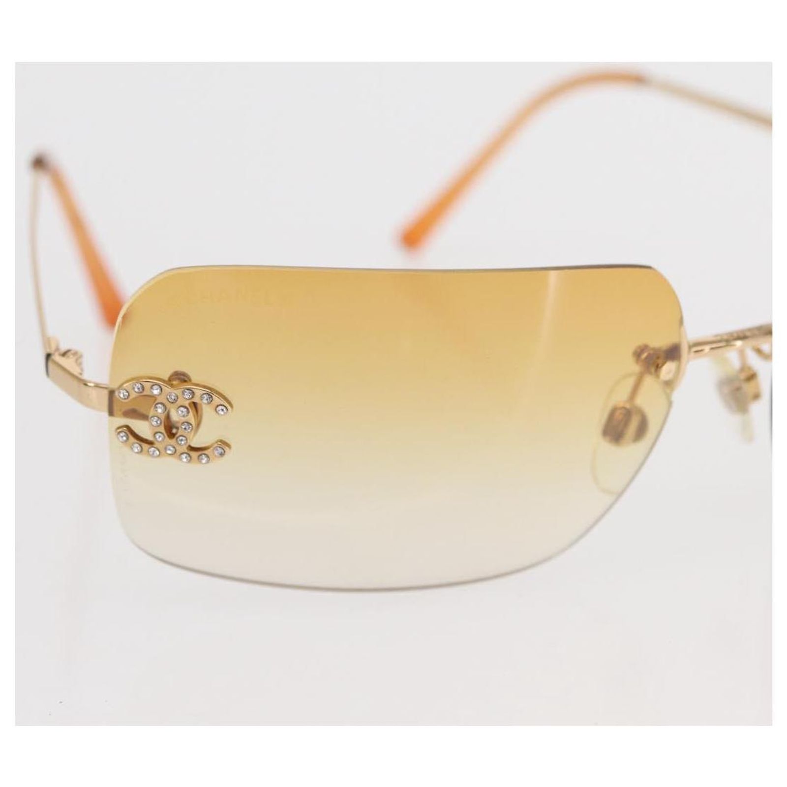 CHANEL Sunglasses metal Orange CC Auth yk20139A ref 
