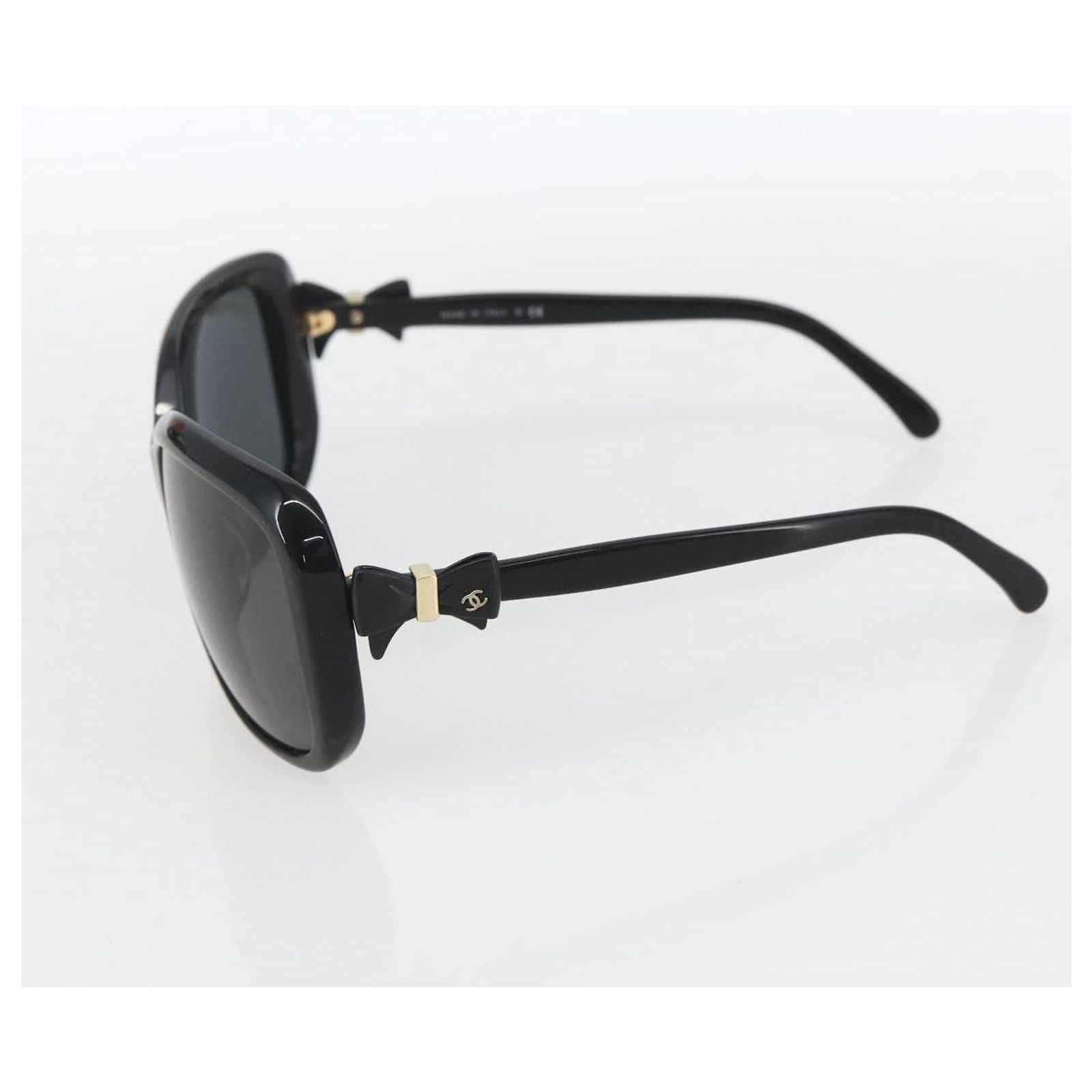 CHANEL Ribbon COCO Mark Sunglasses plastic Black 5171-A CC Auth