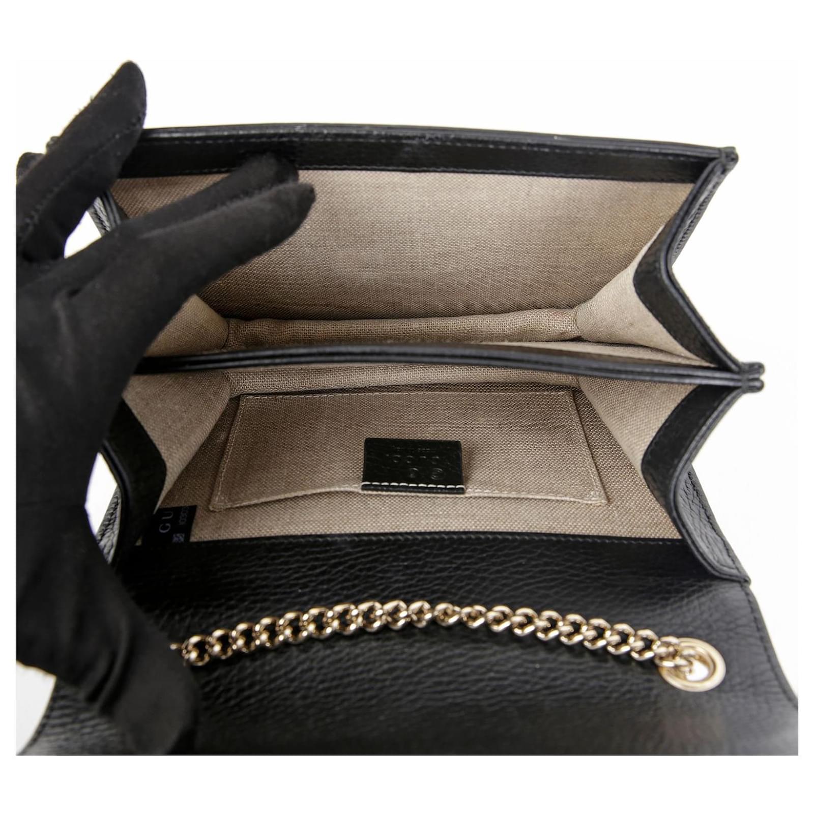 Gucci Interlocking Chain Shoulder Crossbody Bag Black Leather ref