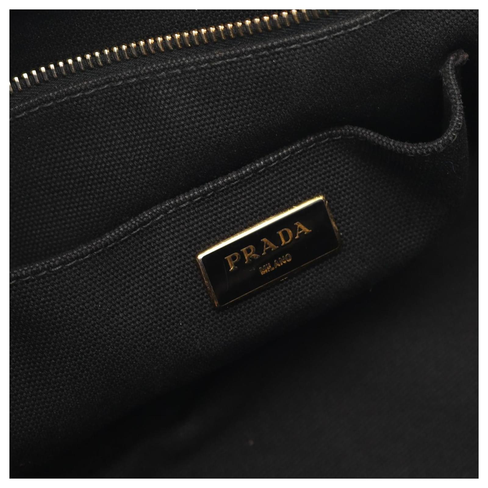 Prada Canapa Tote Bag Black White Blue Cloth ref.2753482 - Joli Closet