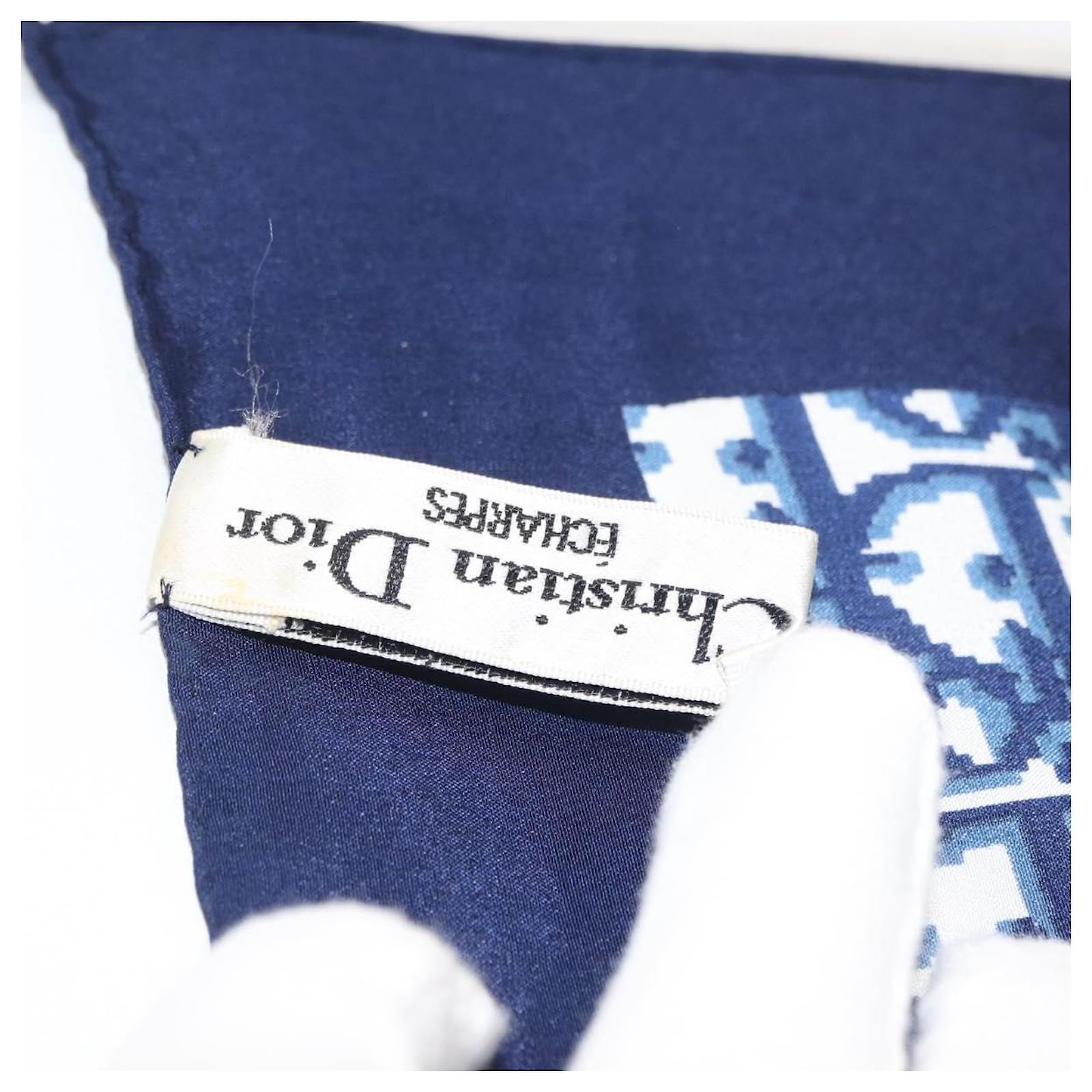 Christian Dior Trotter Scarf Silk Navy Auth am10416 Navy blue ref