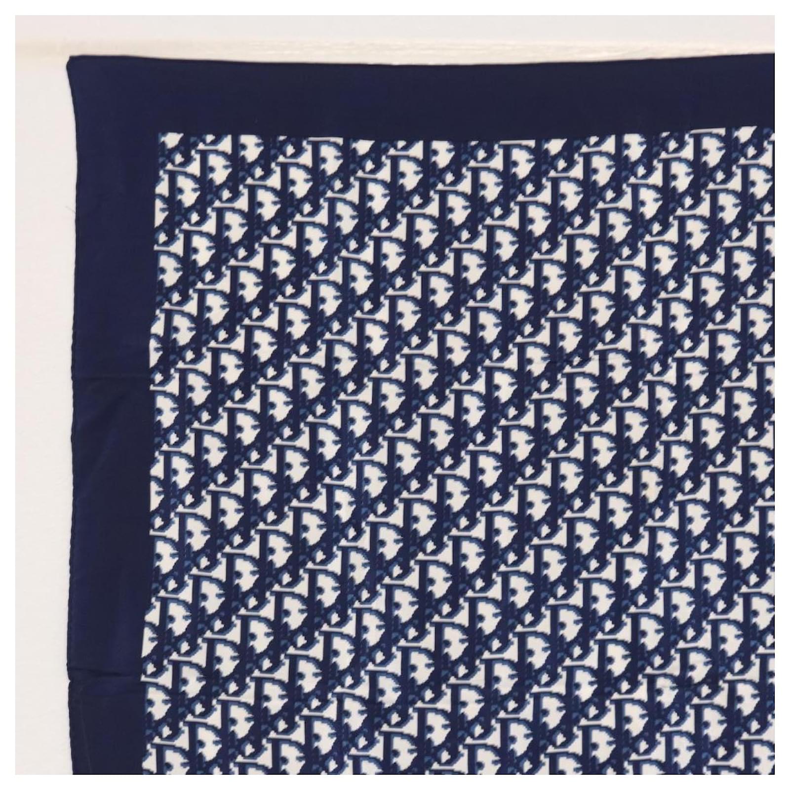 Christian Dior Trotter Scarf Silk Navy Auth am10416 Navy blue ref