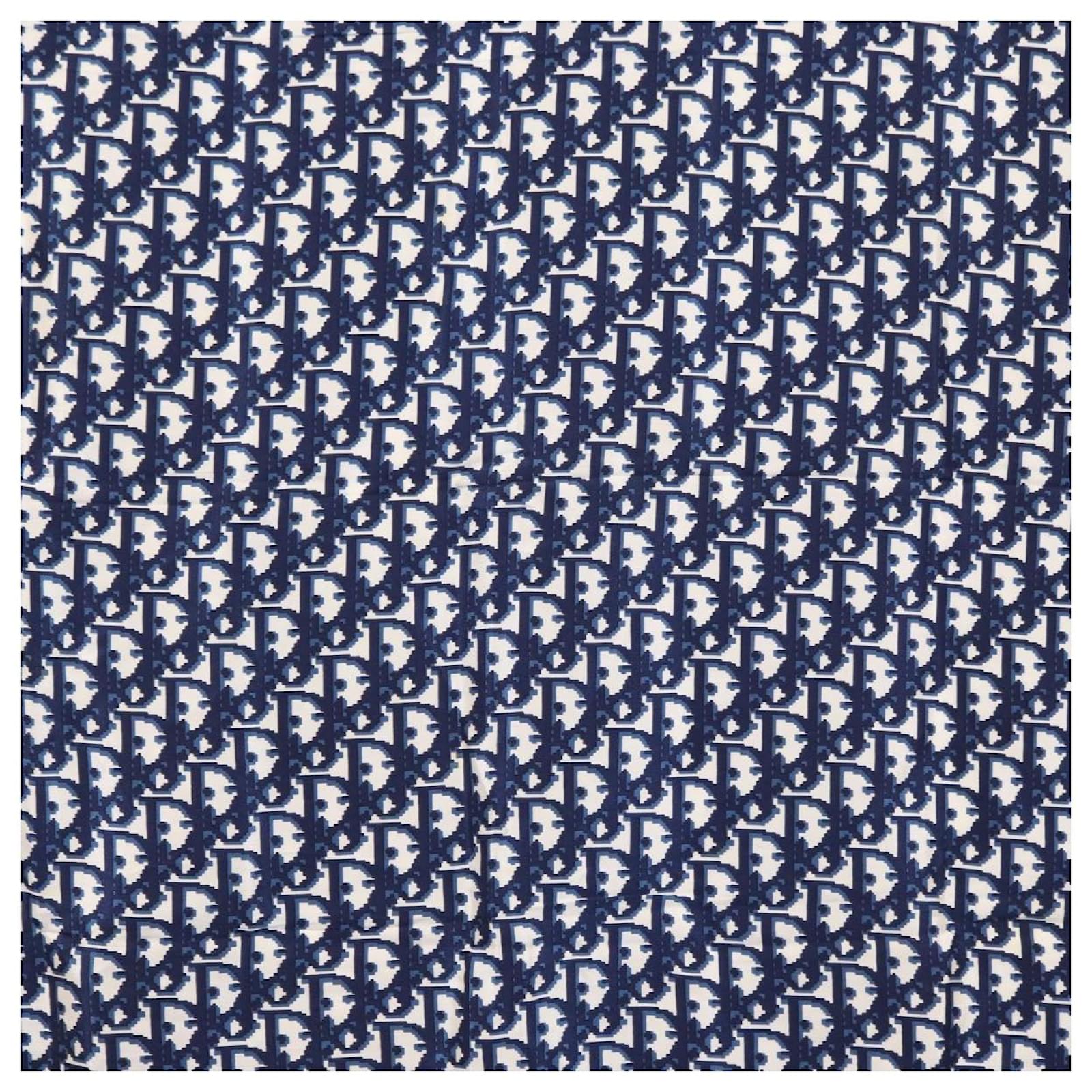 Christian Dior Trotter Scarf Silk Navy Auth am10416 Navy blue ref