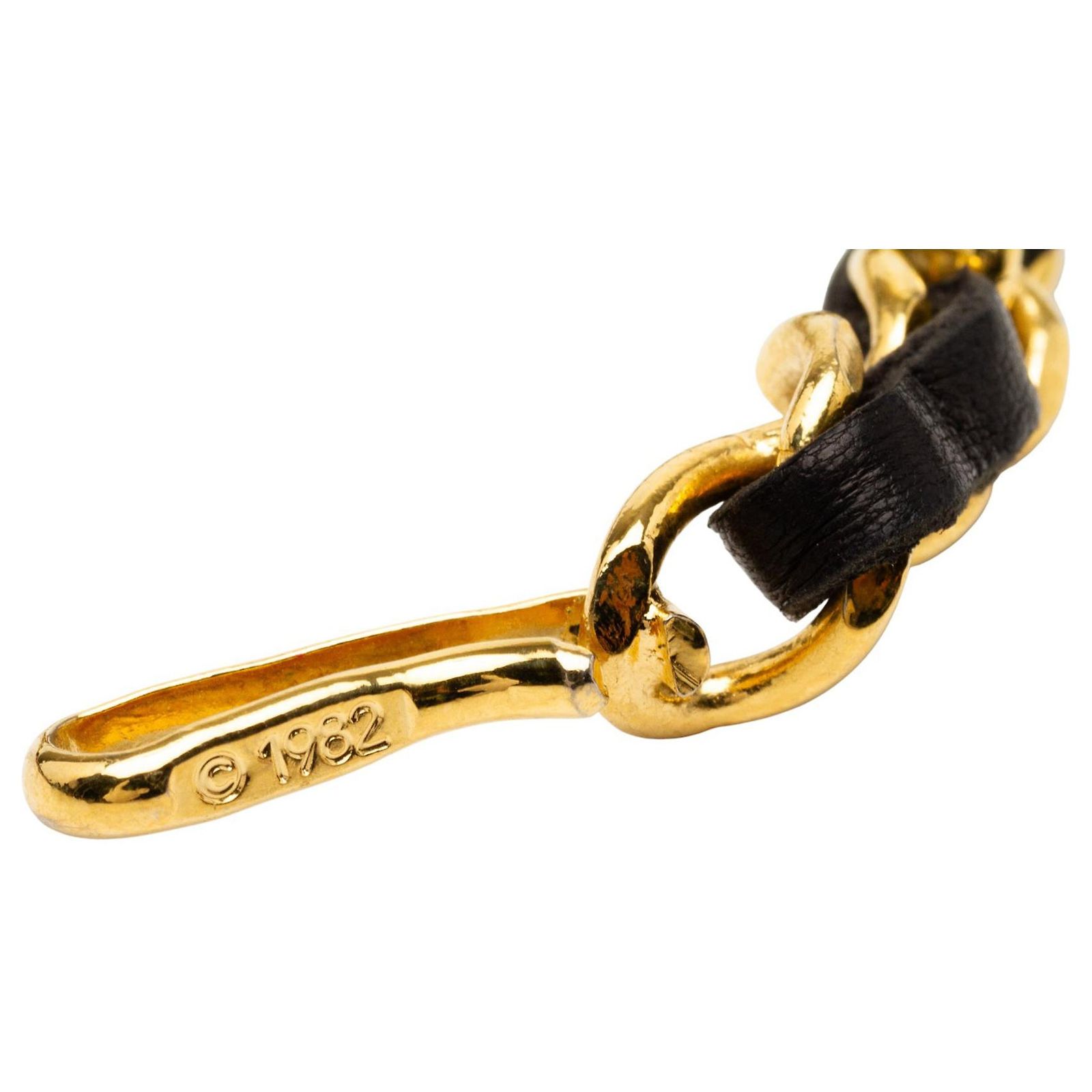 Chanel Leather Woven Gold Plated Cc Medallion Chain Belt 