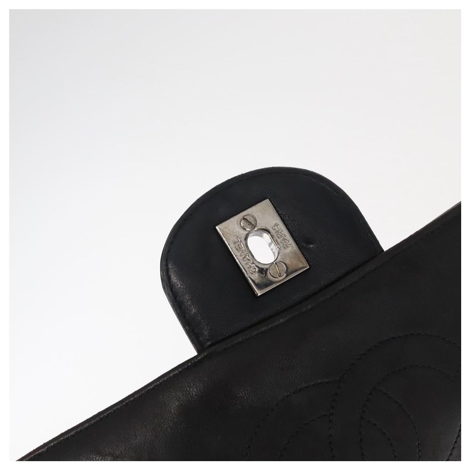 CHANEL Matelasse 25 Chain Backpack Enamel Black Silver CC 
