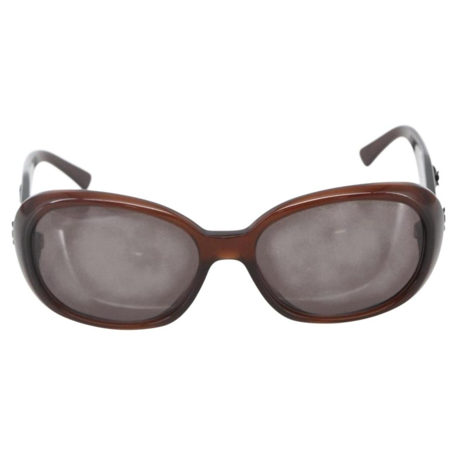 CHANEL Camelia Sunglasses plastic Brown 5113-A CC Auth 