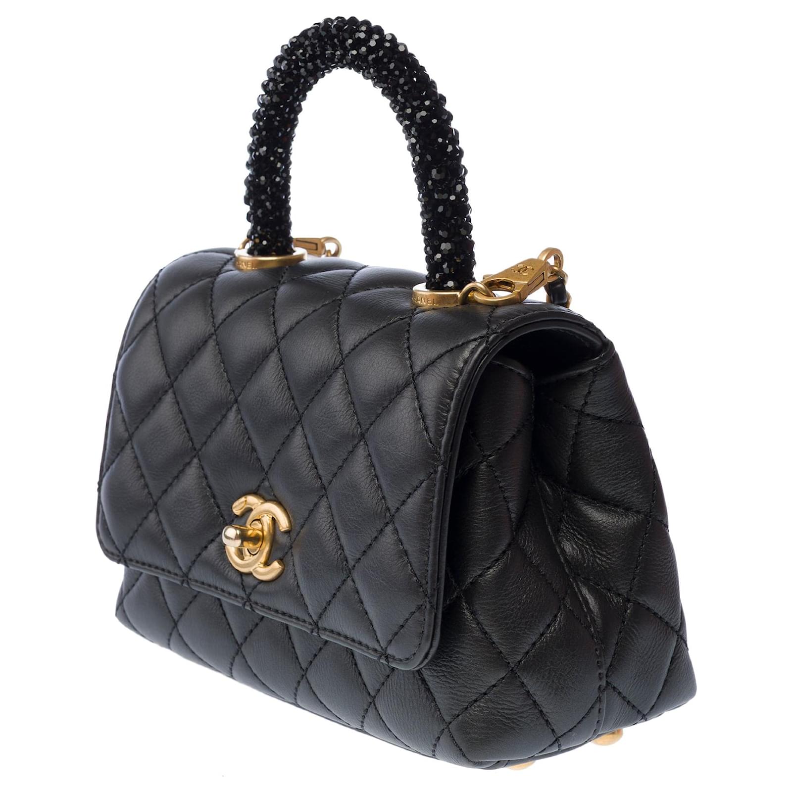 CHANEL Coco Handle Black Leather Bag - 103186 ref.2759581 - Joli