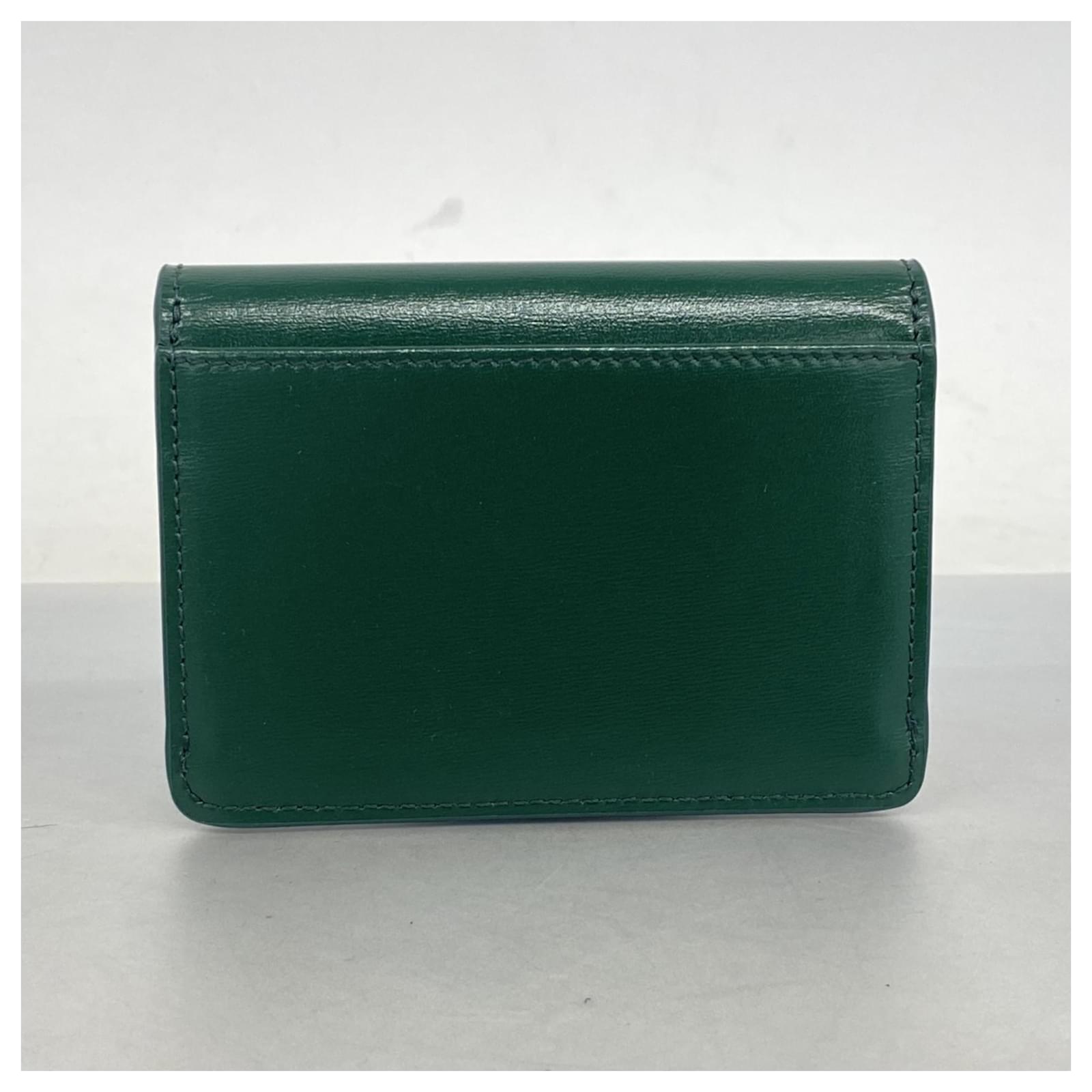 Céline Celine Triomphe Leather Card Case in Green ref.2759950