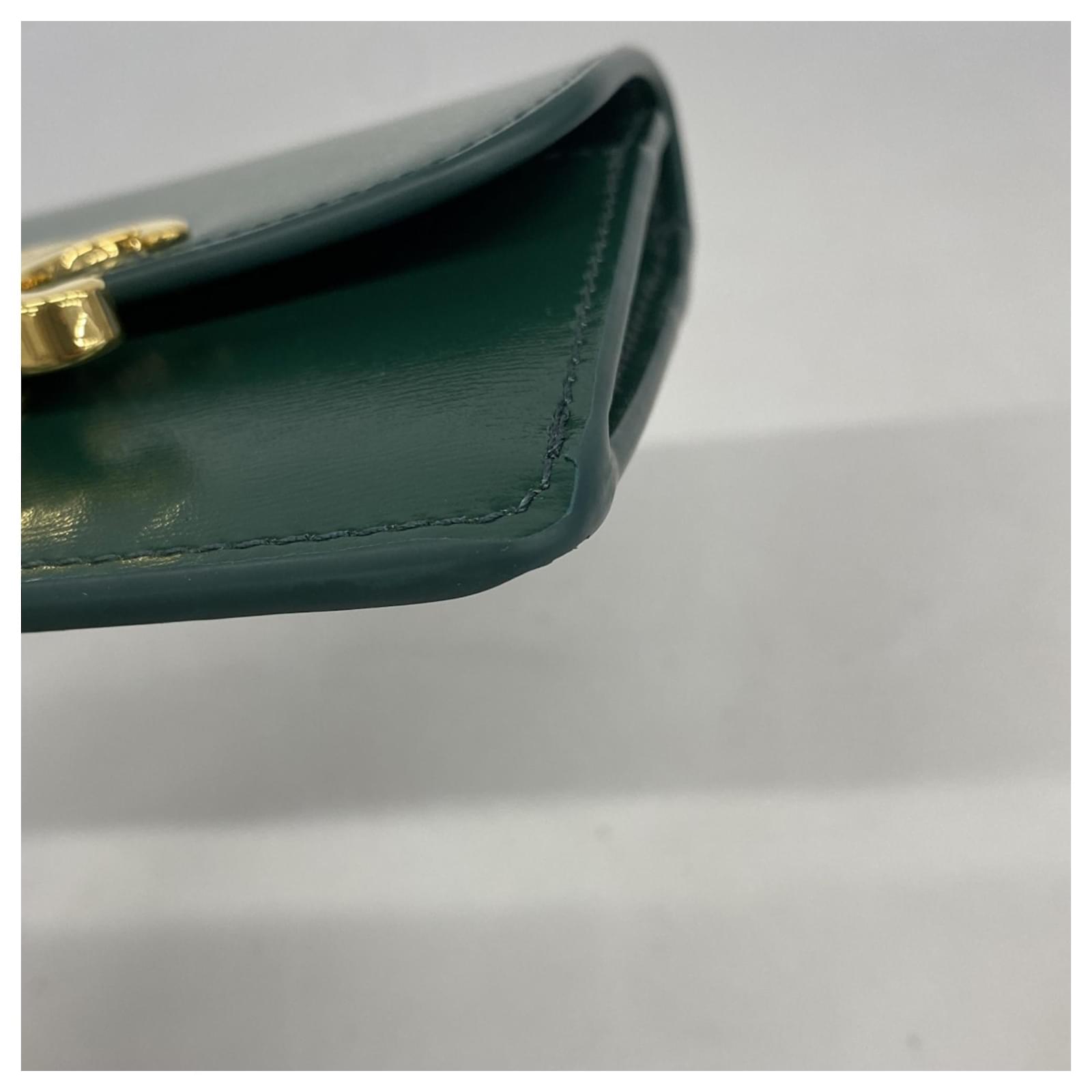 Céline Celine Triomphe Leather Card Case in Green ref.2759950