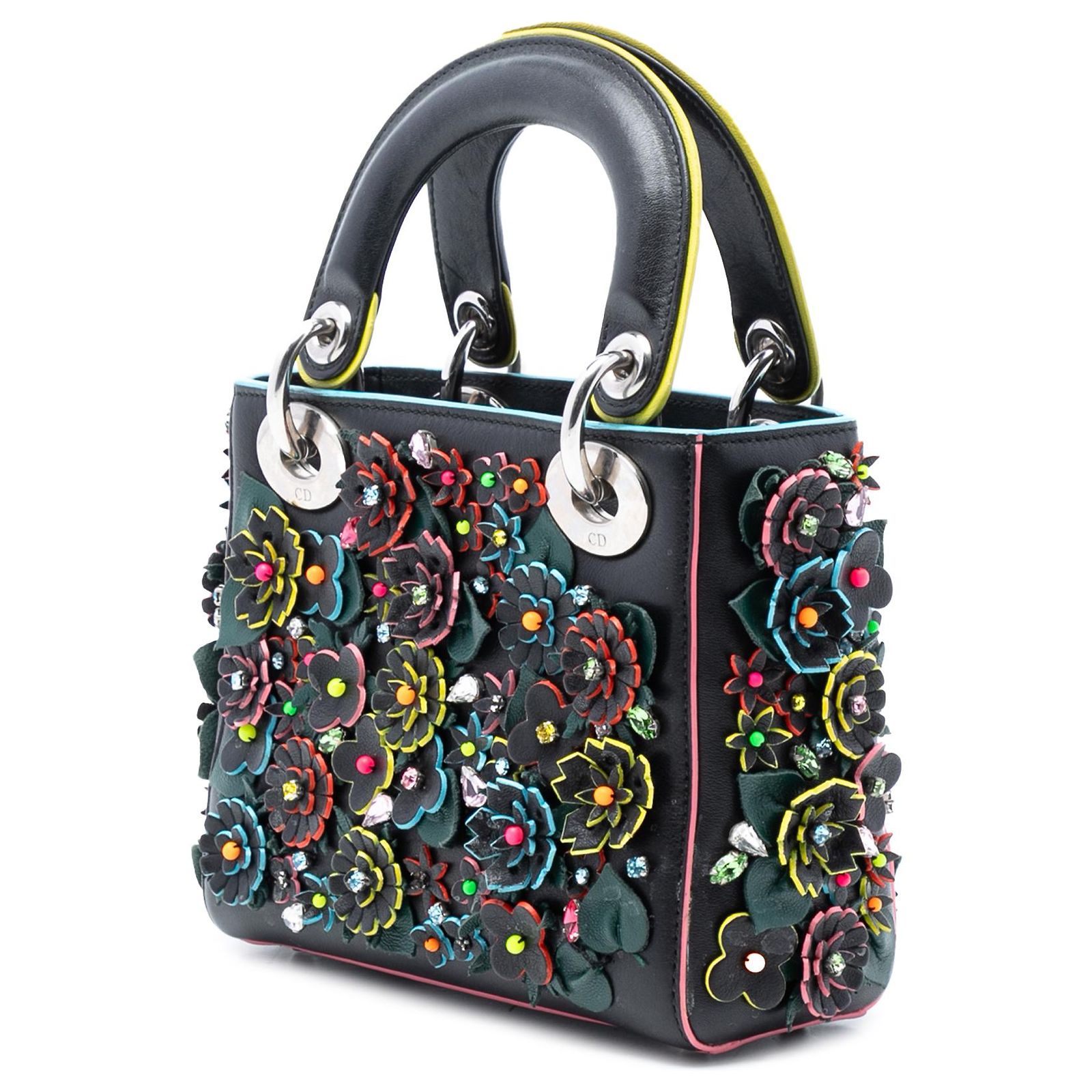 Dior Black Mini Lambskin 3D Floral Embroidered Lady Dior (Sold) - Joli ...