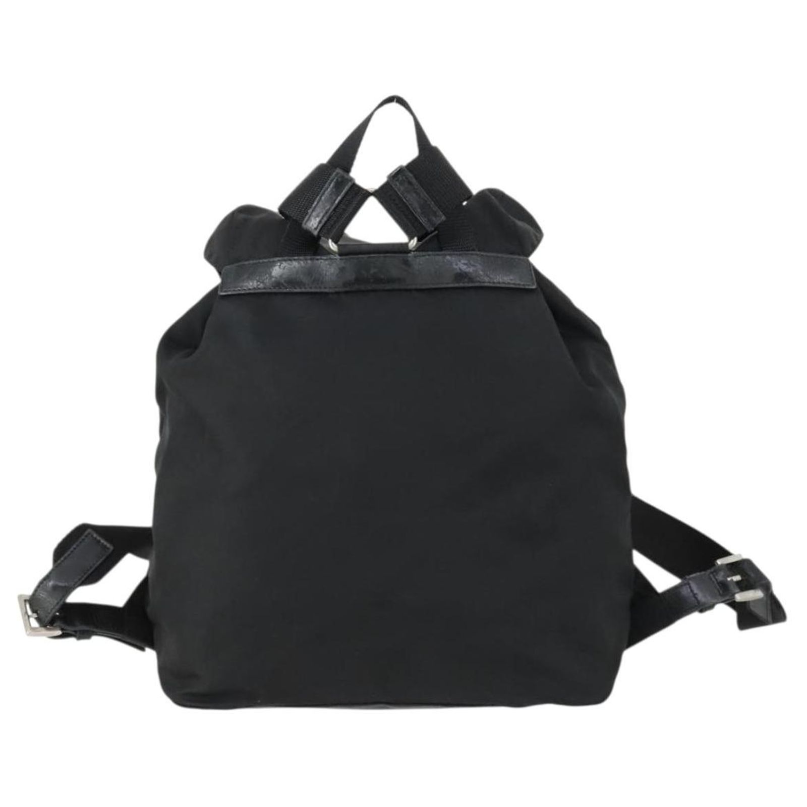 PRADA Backpack Nylon Leather Black Silver Auth ka2564 PRADA Backpack Nylon Black Silver Auth gh1538 Silvery ref  main image 3