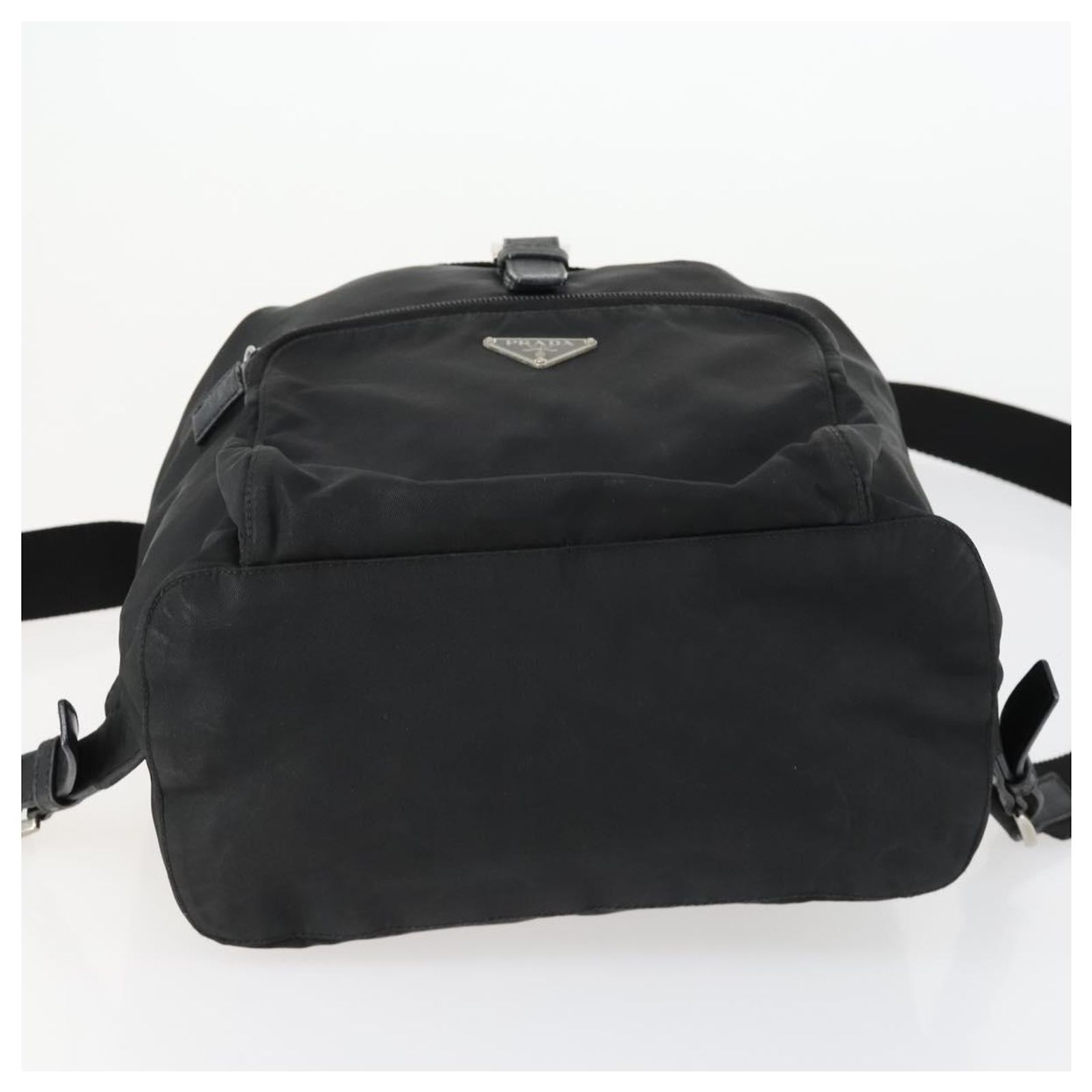 PRADA Backpack Nylon Leather Black Silver Auth ka2564 Prada Re-Nylon And Leather Backpack | Sendegaro main image 3