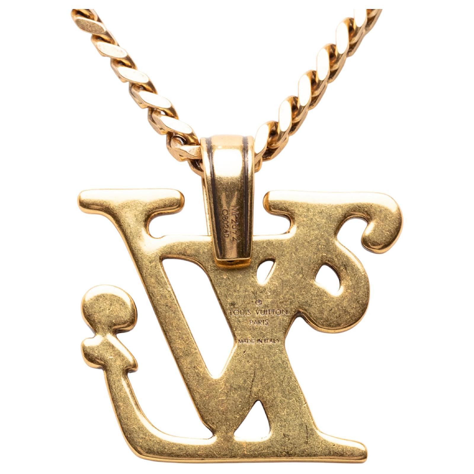 Louis Vuitton Gold Nigo Gold Plated Squared Logo Pendant Necklace