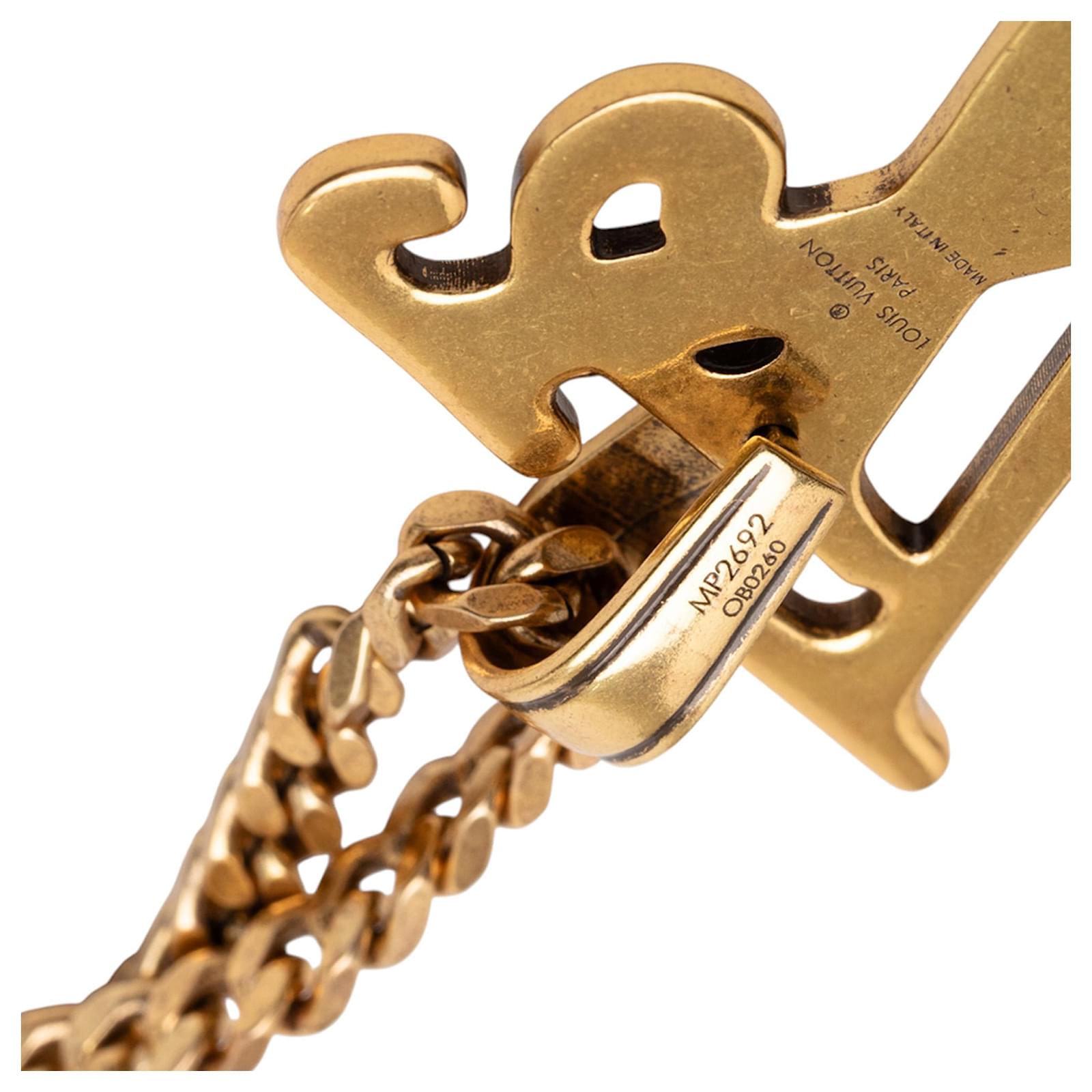 Louis Vuitton Gold Nigo Gold Plated Squared Logo Pendant Necklace