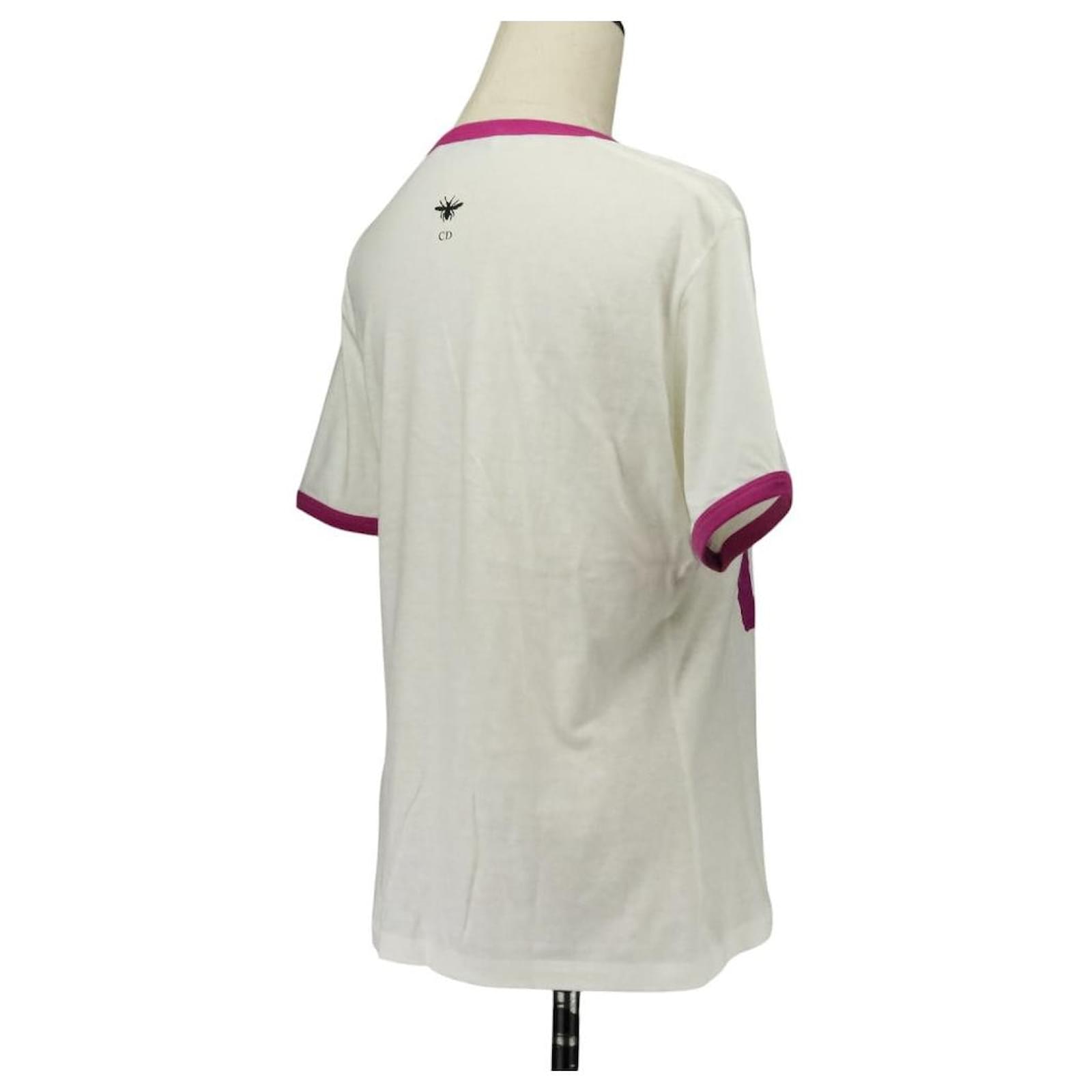 Christian Dior MISS DIOR GRAFFITI Cotton Linen T-shirt Pink White