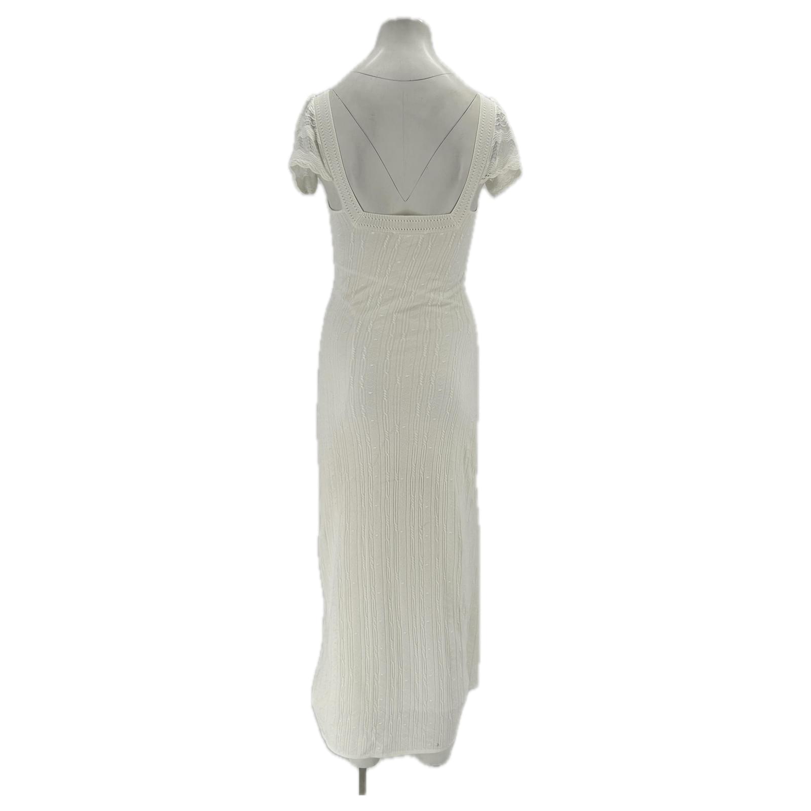 SZane White Mesh Maxi Dress Short Sleeves Viscose ref.2778959 - Joli Closet SZane White Mesh Maxi Dress Short Sleeves Viscose ref.2778959 - Joli Closet