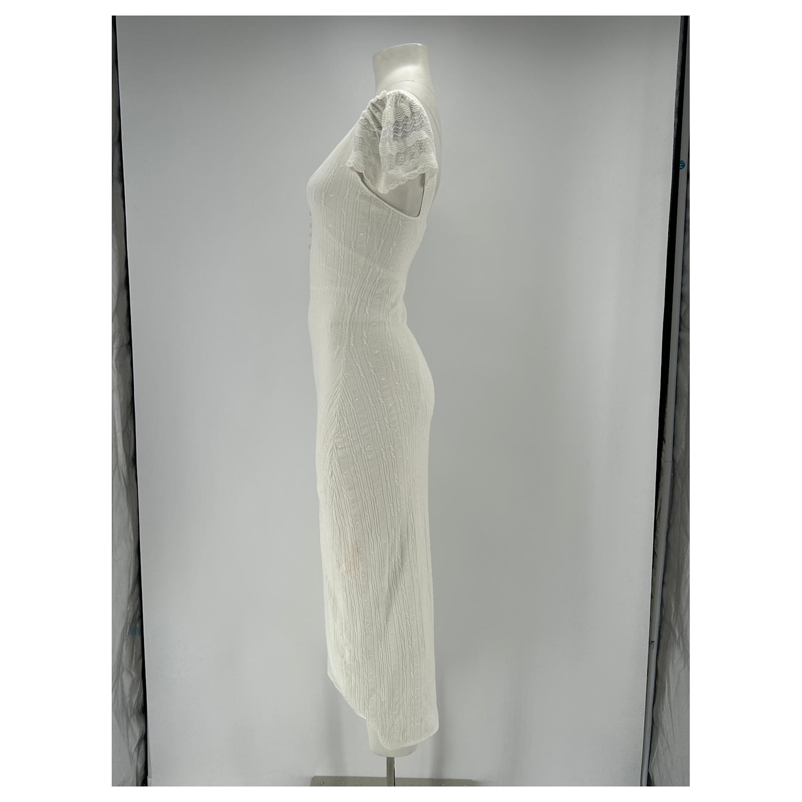 SZane White Mesh Maxi Dress Short Sleeves Viscose ref.2778959 - Joli Closet SZane White Mesh Maxi Dress Short Sleeves Viscose ref.2778959 - Joli Closet