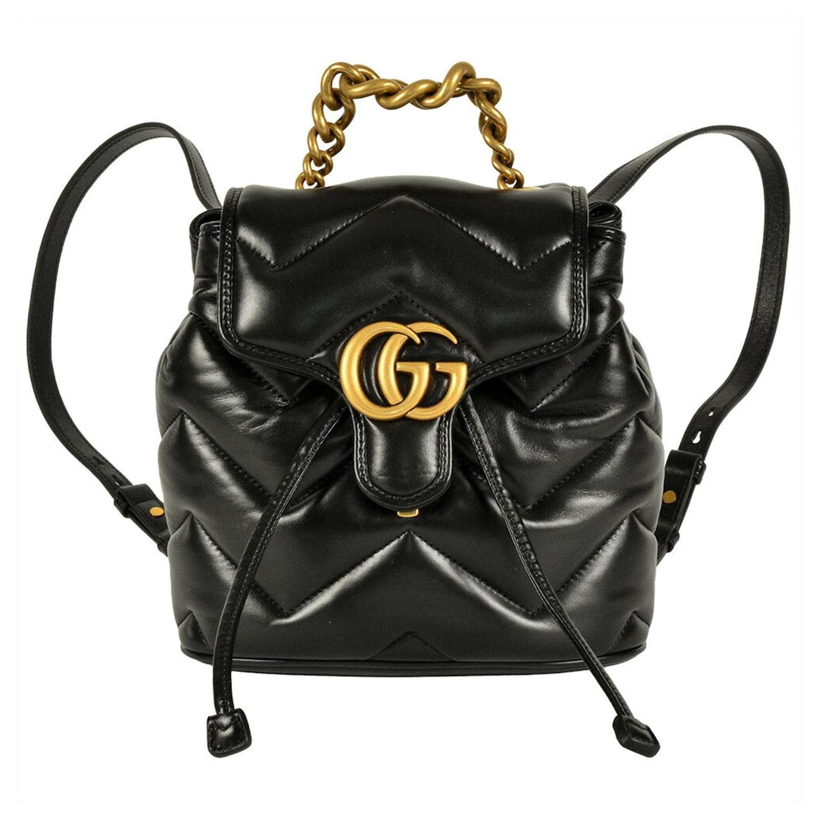 Gucci GG Marmont Leather Backpack 777253 in Black ref.JC2786424