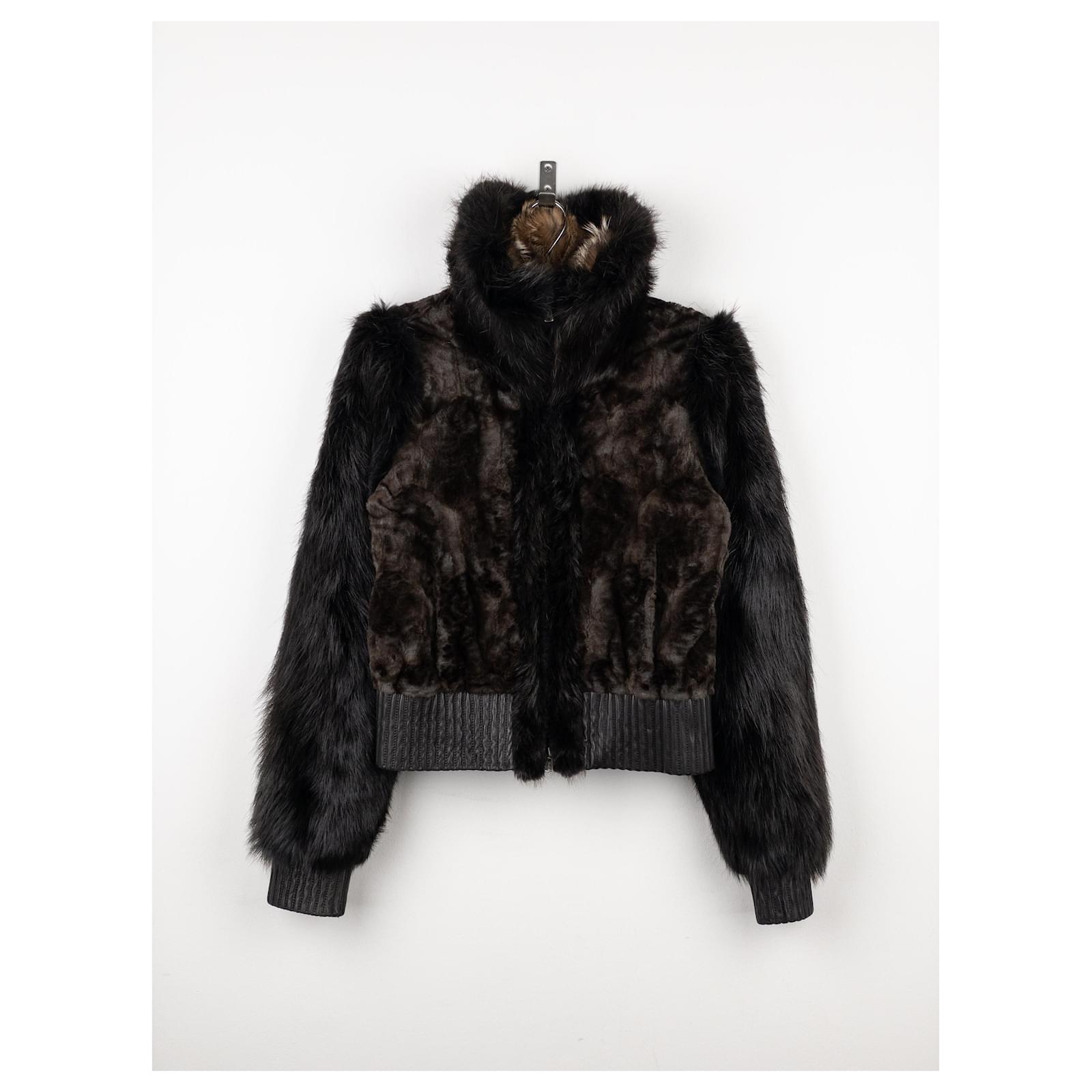 Jaqueta bomber de pele e couro Yves Saint Laurent Rive Gauche por