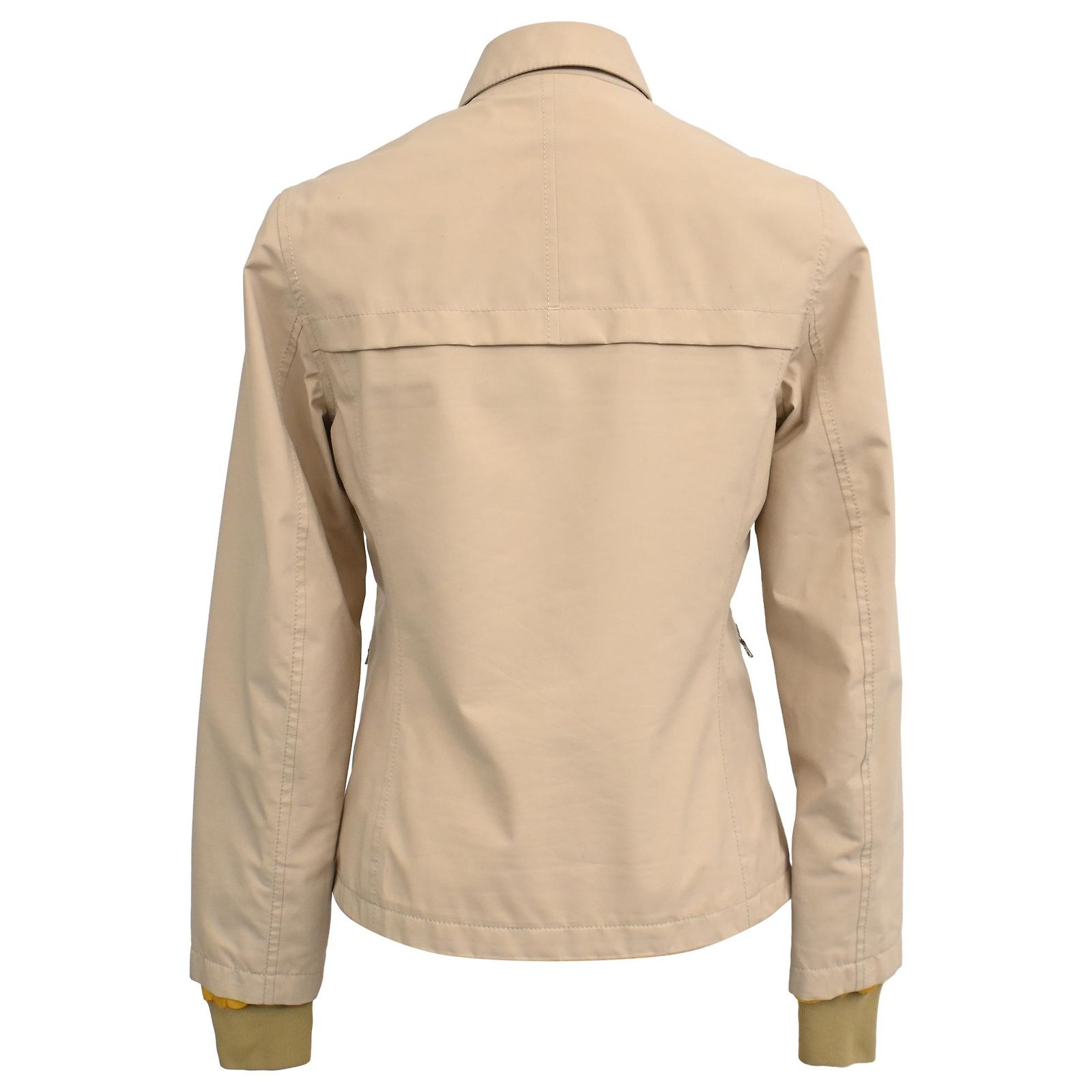 Prada Sport Zip-Up Gore-Tex Jacket with Pockets in Beige Polyester 