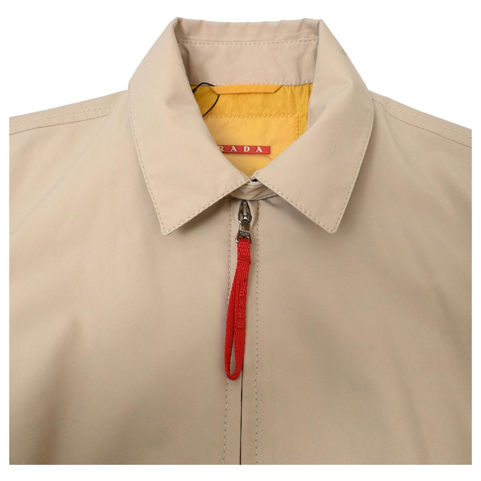 Prada Sport Zip-Up Gore-Tex Jacket with Pockets in Beige Polyester 