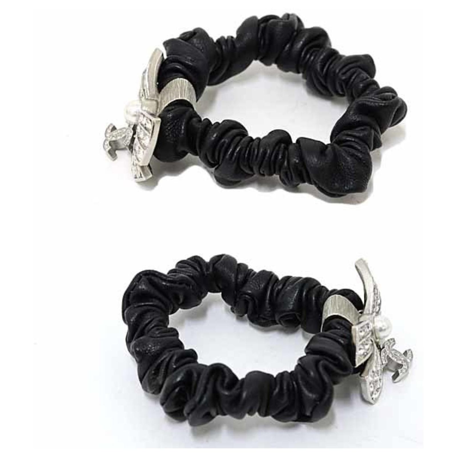 CHANEL Hair Scrunchie with Coco Mark Ribbon, Rhinestones  display picture 1