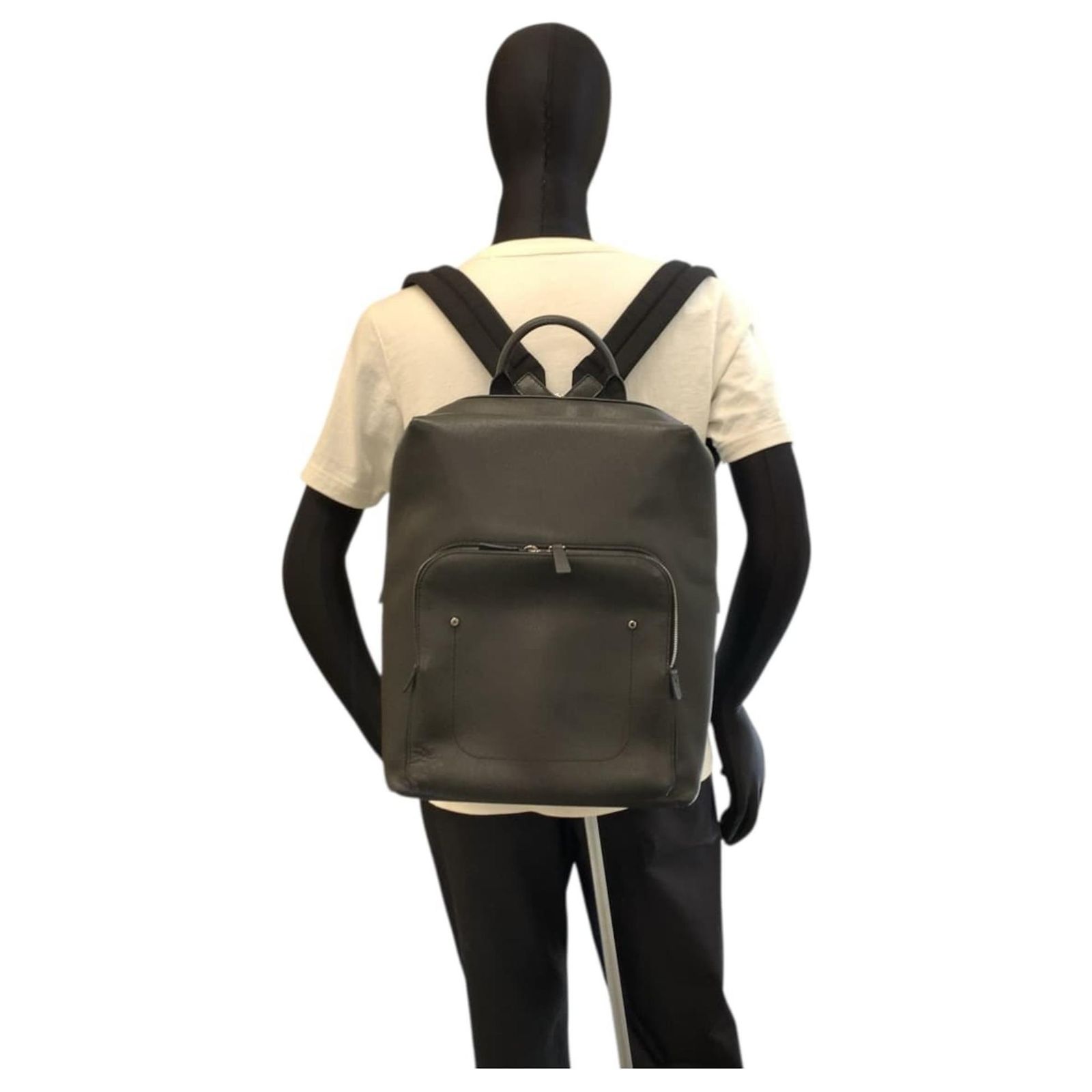 Louis Vuitton Taiga Grigori Leather Backpack Black Grey ref 