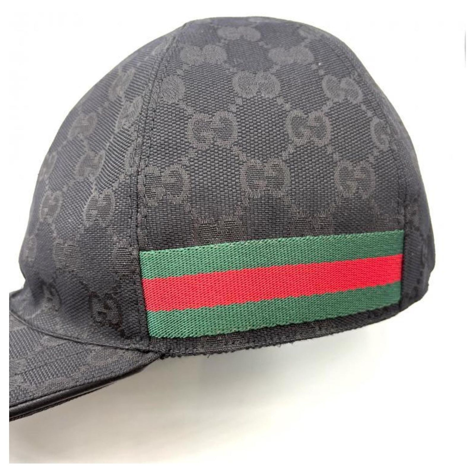 GUCCI Web Sherry Line GG Canvas Baseball Cap L Black 200035 204891 Auth ki6381 Gucci GG Canvas Sherry Cap Black Leather Cloth ref.2818275  main image 2