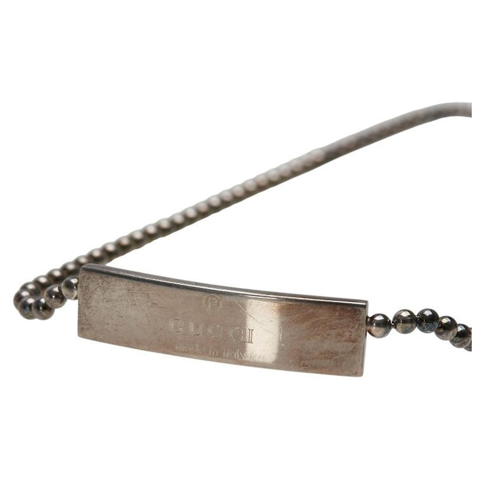 Gucci Logo Plate SV925 Necklace Silvery Metal ref.2862679 - Joli 