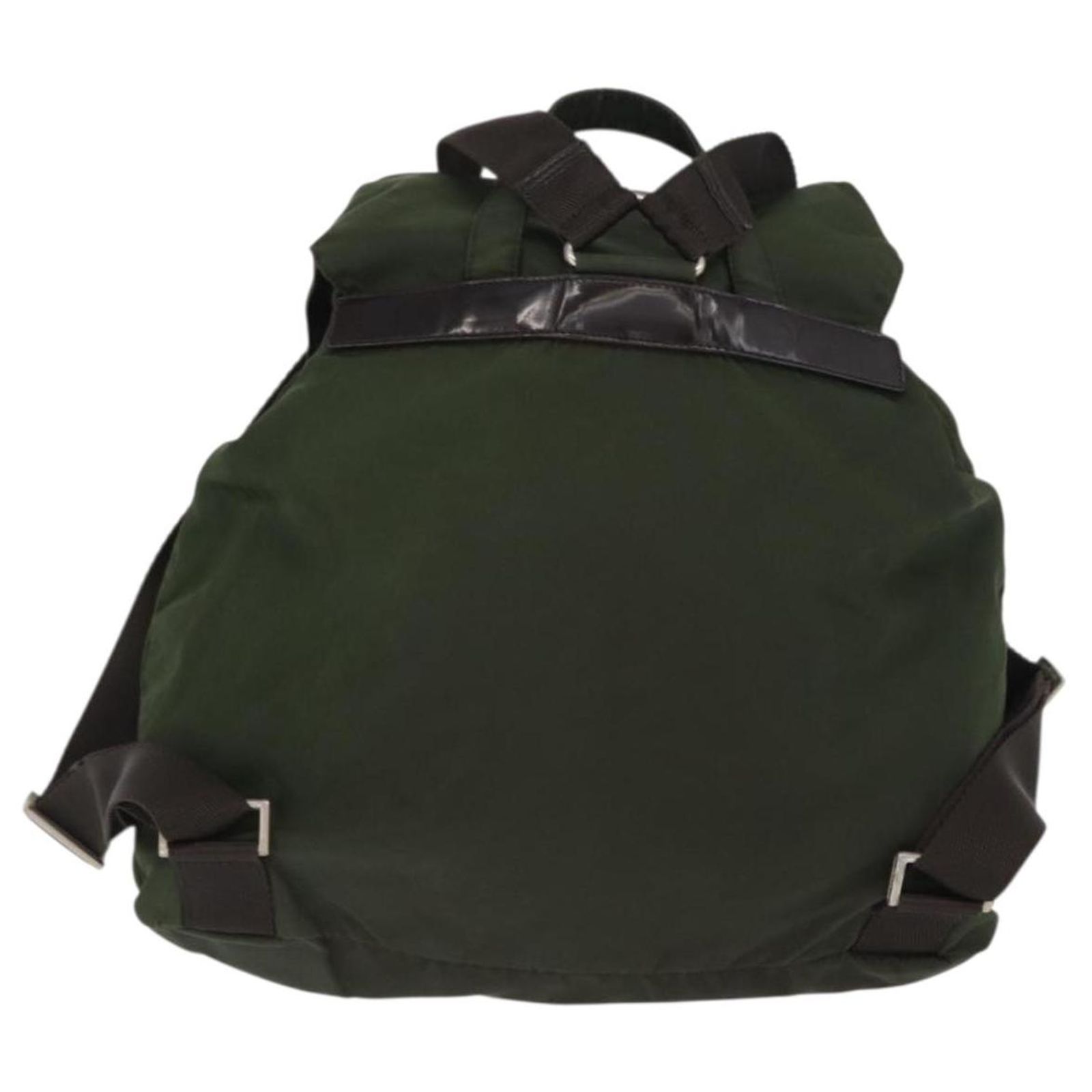 PRADA Backpack Nylon Green Silver Auth 168539 Silvery ref  display picture 3