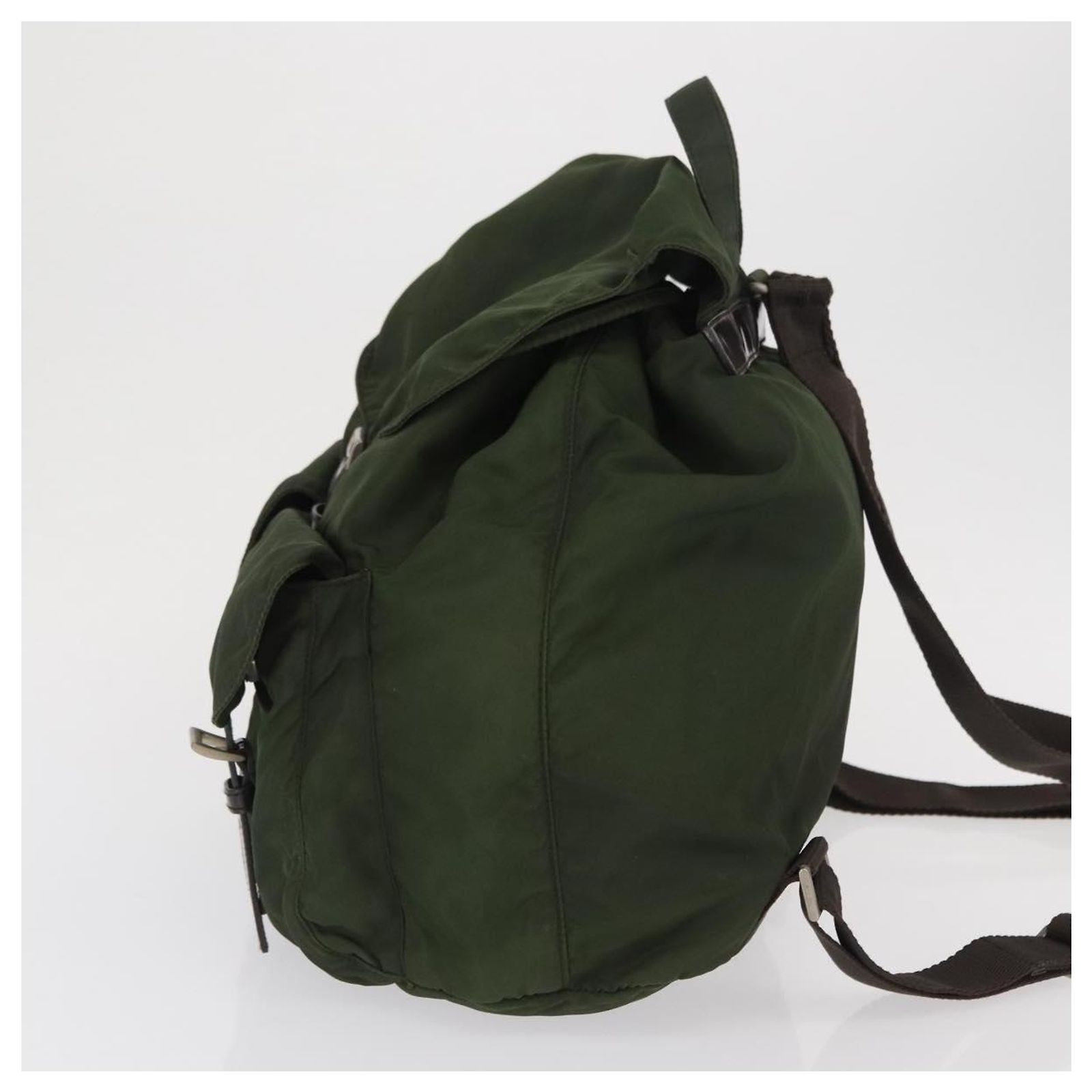 PRADA Backpack Nylon Green Silver Auth 168539 Silvery ref  display picture 1