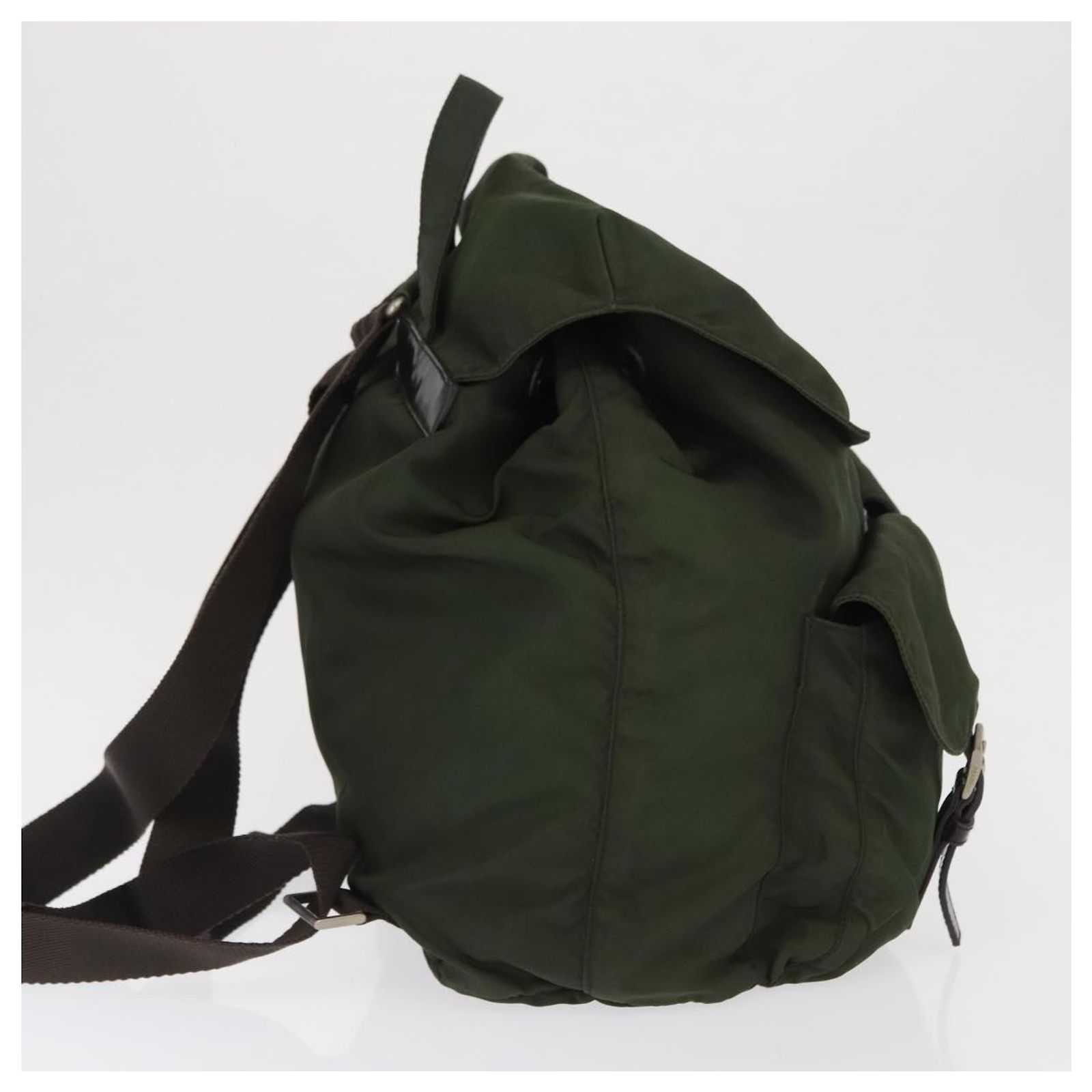 PRADA Backpack Nylon Green Silver Auth 158946V PRADA Backpack Nylon Green Silver Auth BA5271 | eBay main image 4