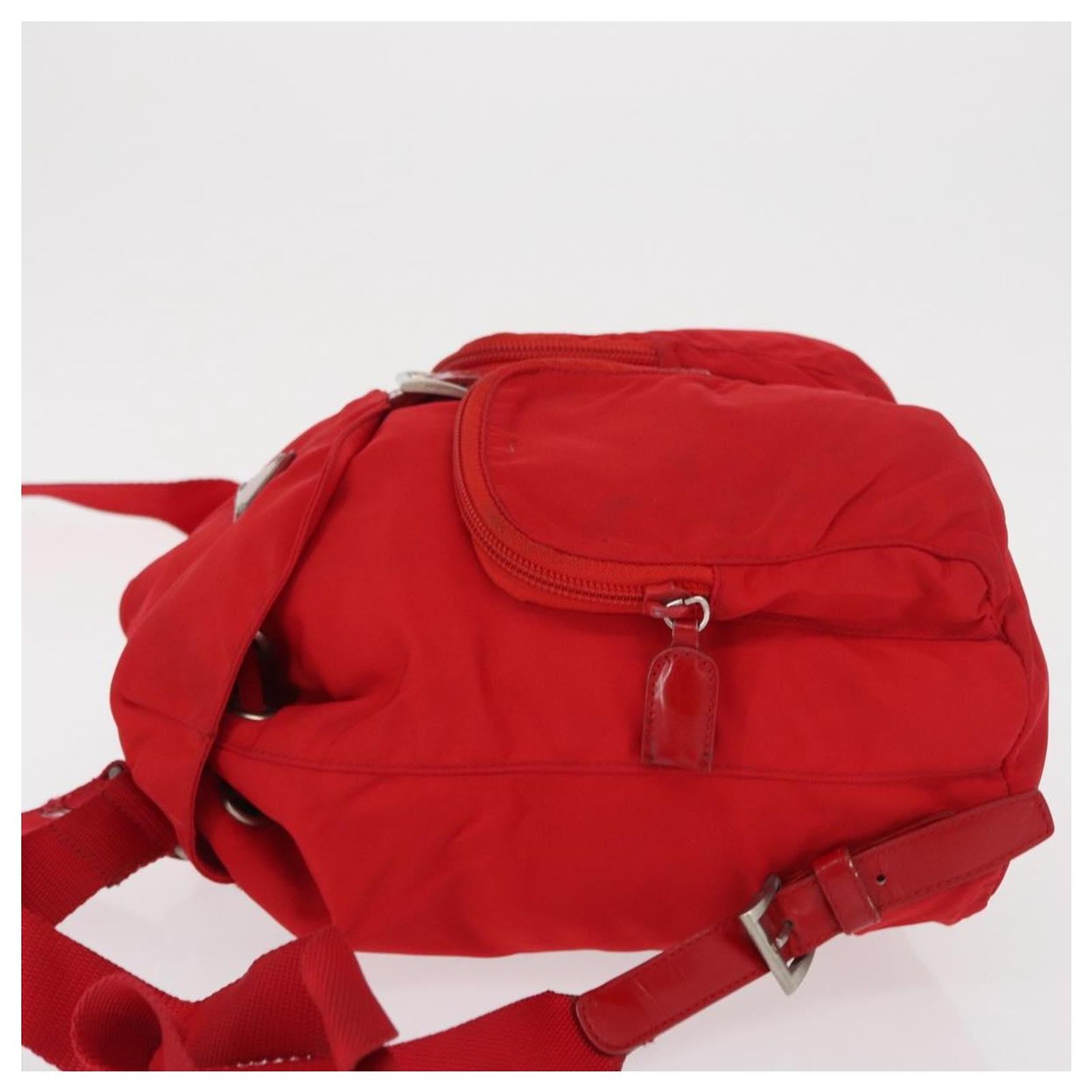 PRADA Backpack Nylon Red Silver Auth 160280 PRADA Backpack Nylon Red Silver Auth ar13819 Silvery ref  main image 2