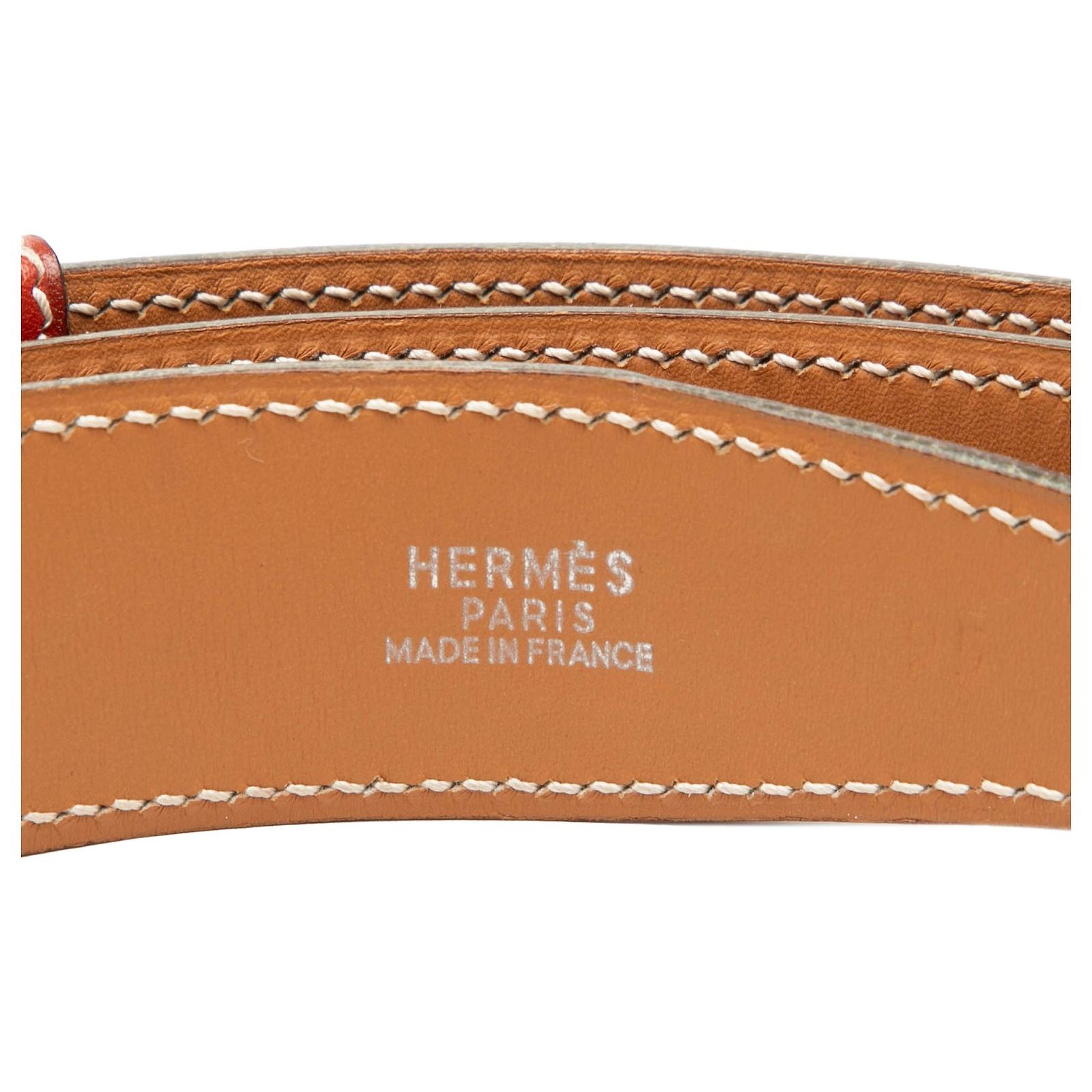 HERMES Suspenders Belt Canvas Leather 2 Set Orange Auth bs29192 H leather belt Hermès Orange size 90 cm in Leather - 20103865 main image 4