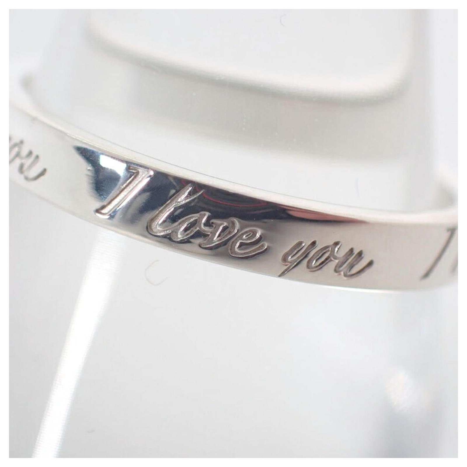 Tiffany & Co Tiffany 925 Notes Narrow I Love You Band Ring Silver ref ...
