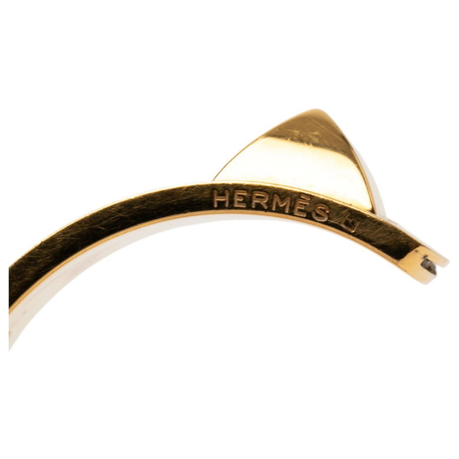 Bracelet Manchette HERMÈS Medor - Cuir Et Métal Doré, Occasion, France