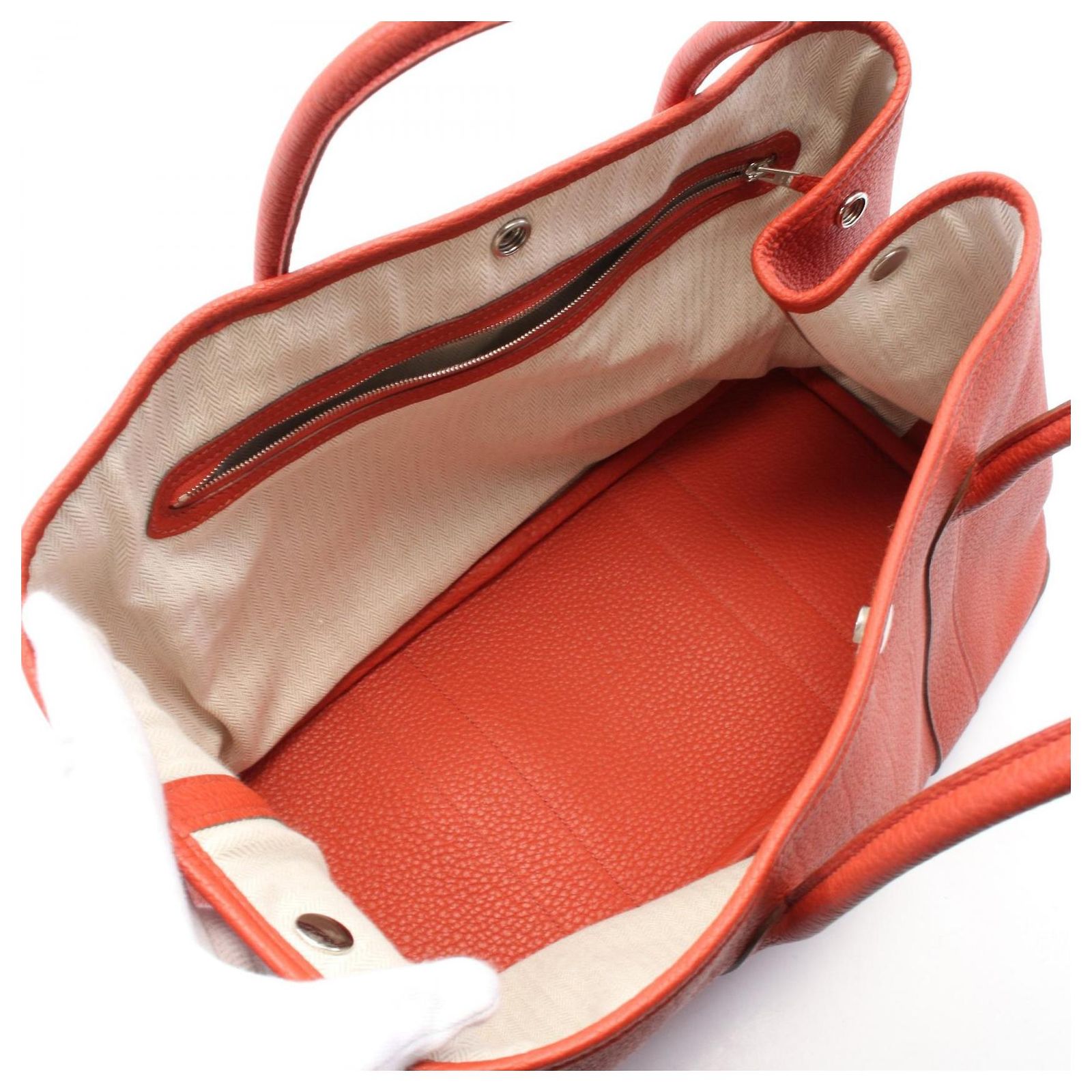 Red 2834 Hermès Hermes Garden Party Leather Tote Bag Red ref.2883754 - Joli Closet