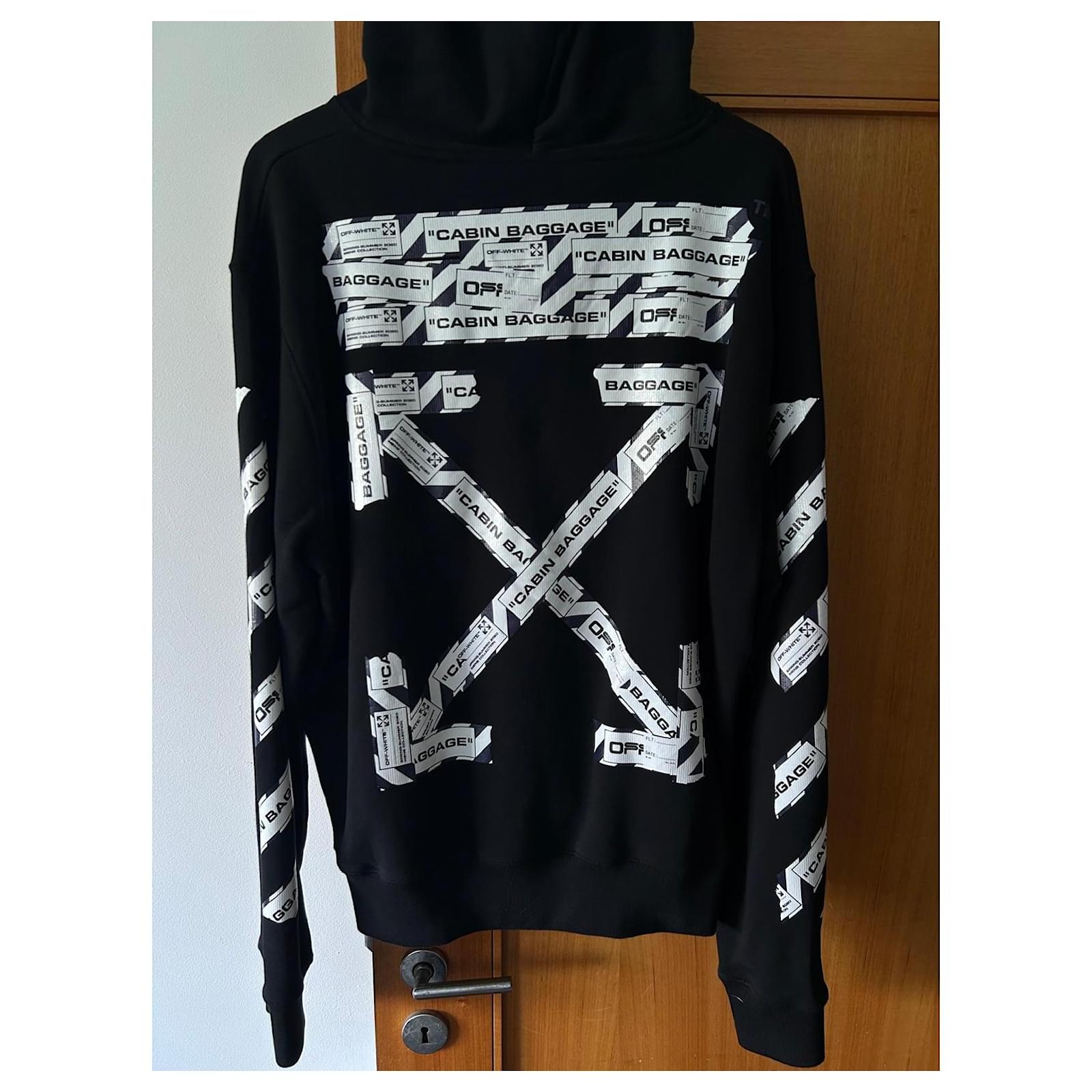 Off White Off-White Hoodie with 'Cabin Baggage' Print Black Cotton