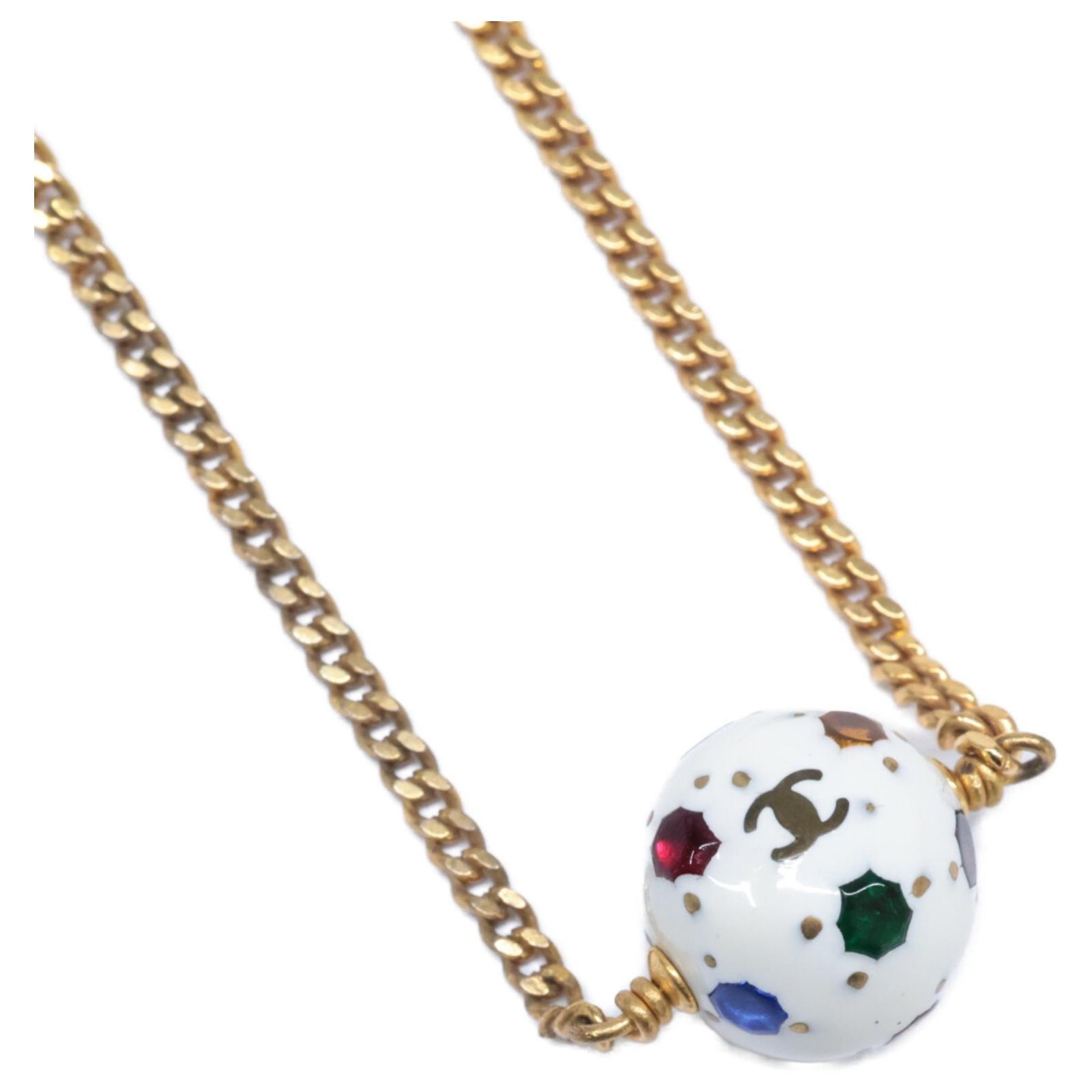 Chanel Coco Mark Soccer Ball Motif Charm Bracelet White  display picture 2
