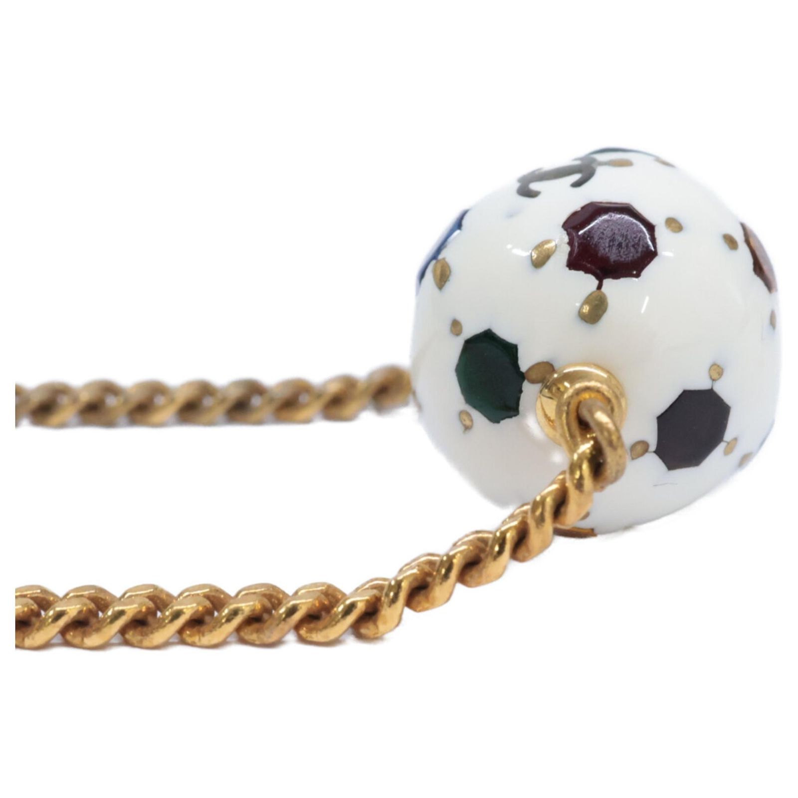 Chanel Coco Mark Ball Bracelet Gold #295910C40B Chanel Coco Mark Soccer Ball Motif Charm Bracelet White  main image 3